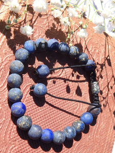 Beautiful Blue & Golden Unpolished Beads Lapis Lazuli Adjustable Bracelet - Earth Family Crystals