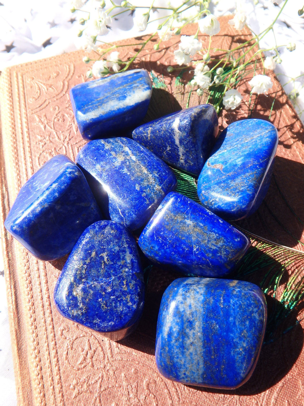 Deep Cobalt Blue & Golden Pyrite Sprinkles Lapis Lazuli Tumbled Stone (1) - Earth Family Crystals