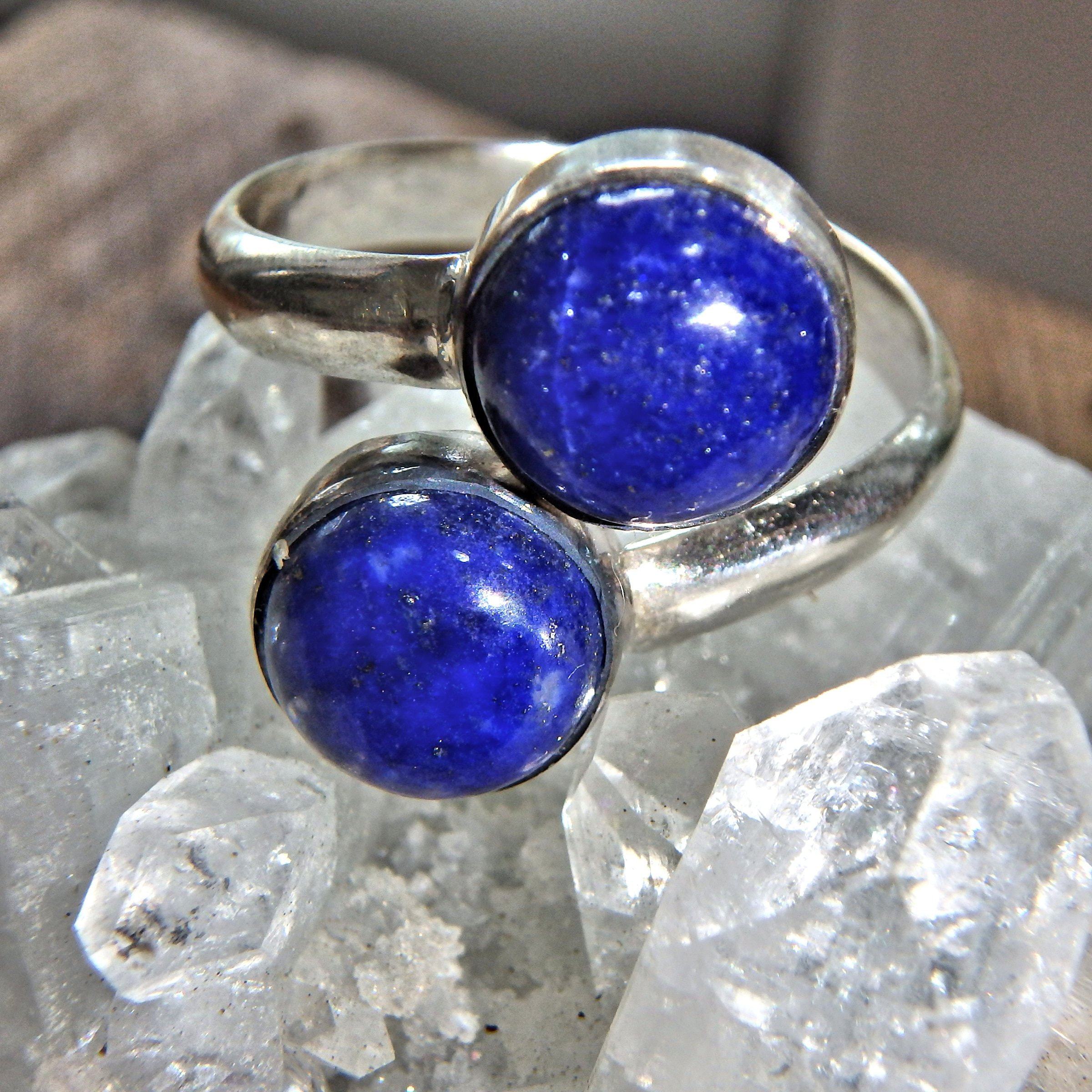 Cobalt Blue Lapis Lazuli Sterling Silver Ring (Adjustable~Size 8-9) - Earth Family Crystals