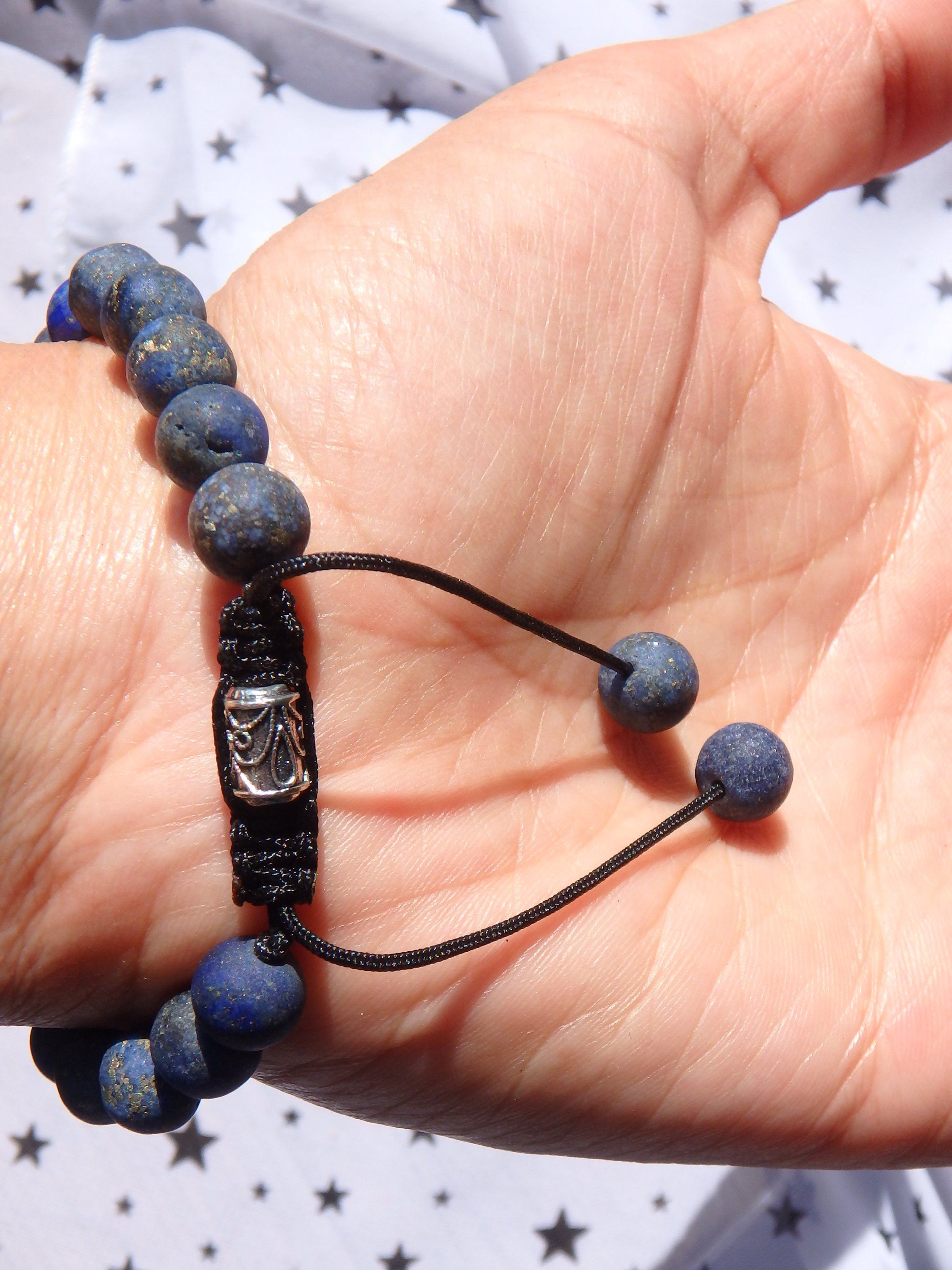 Beautiful Blue & Golden Unpolished Beads Lapis Lazuli Adjustable Bracelet - Earth Family Crystals