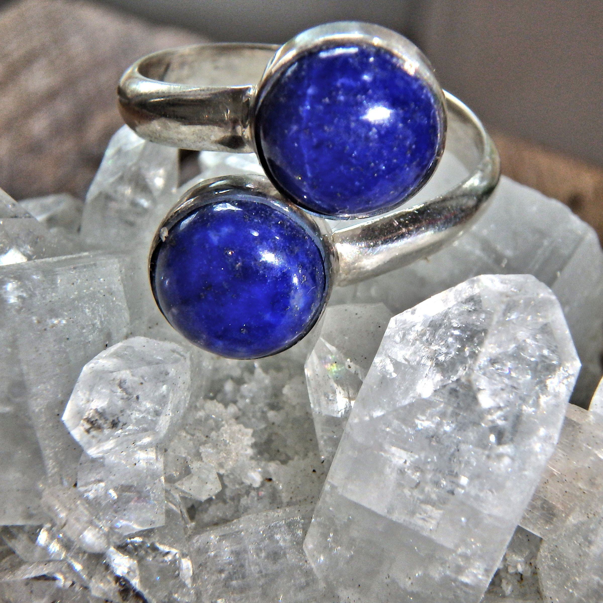 Cobalt Blue Lapis Lazuli Sterling Silver Ring (Adjustable~Size 8-9) - Earth Family Crystals