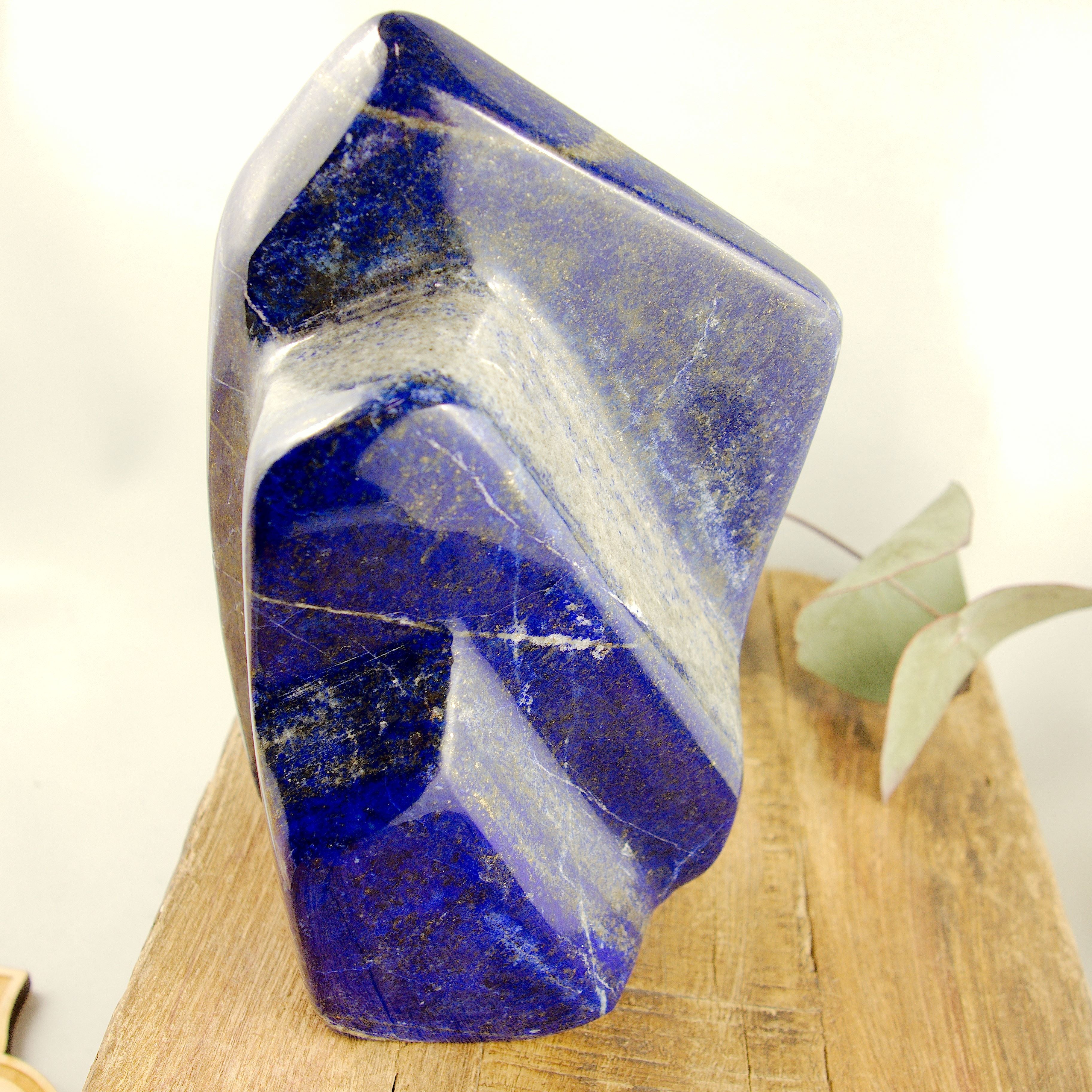 Gorgeous Large Deep Cobalt Blue & Golden Pyrite Lapis Lazuli Standing Display Specimen - Earth Family Crystals