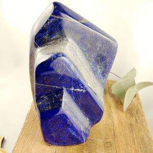 Gorgeous Large Deep Cobalt Blue & Golden Pyrite Lapis Lazuli Standing Display Specimen - Earth Family Crystals