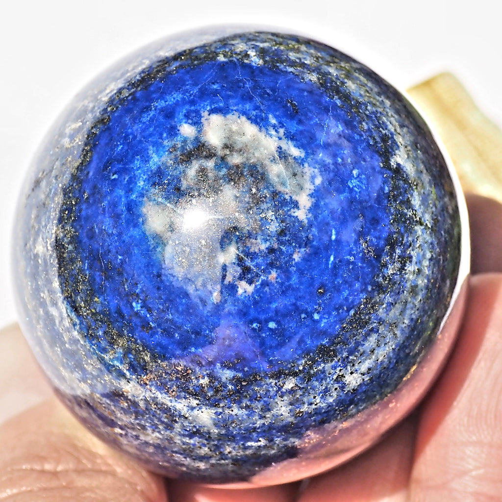 Swirls of Golden Pyrite High Quality Cobalt Blue Lapis Lazuli Sphere - Earth Family Crystals