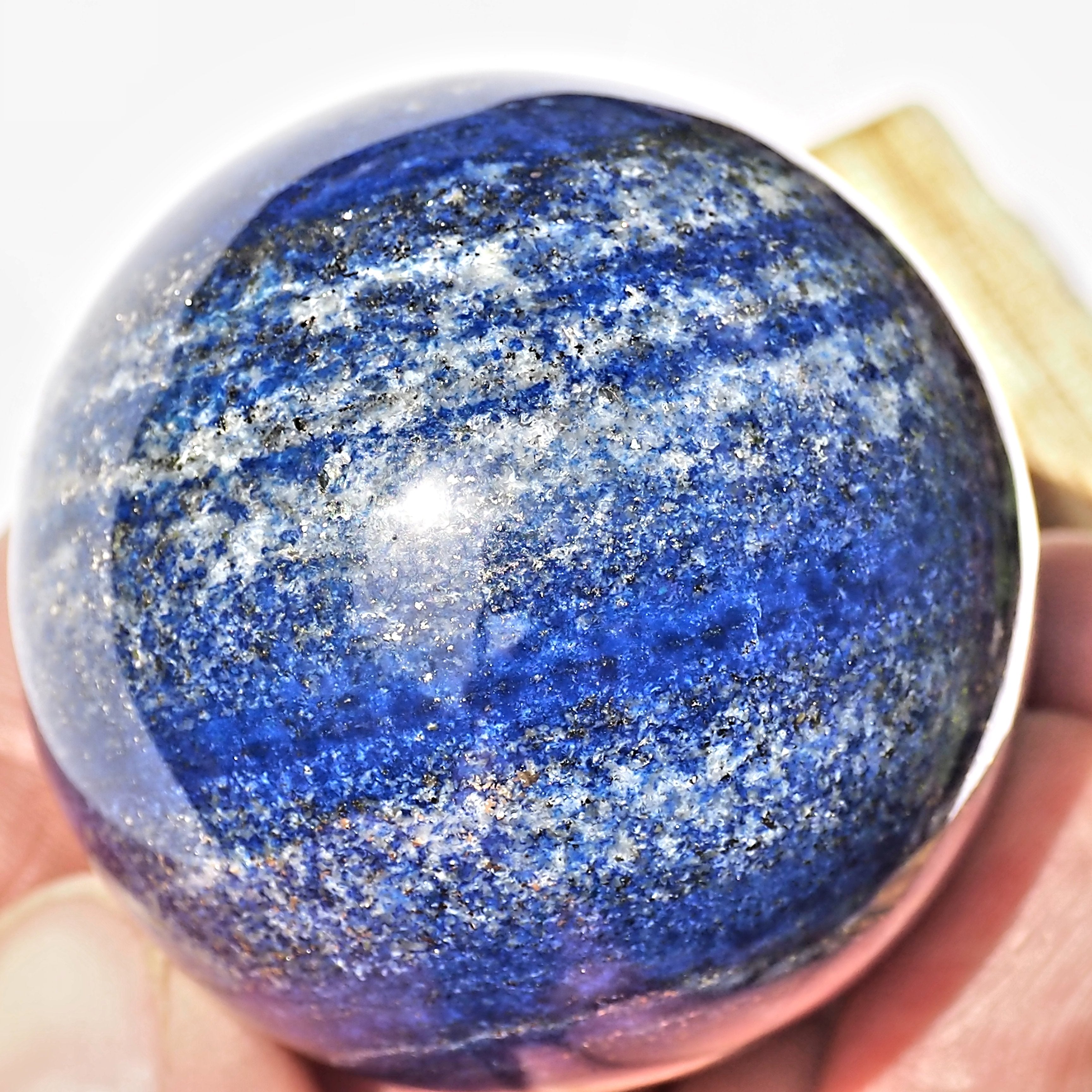 Swirls of Golden Pyrite High Quality Cobalt Blue Lapis Lazuli Sphere - Earth Family Crystals