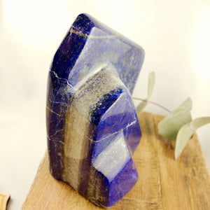 Gorgeous Large Deep Cobalt Blue & Golden Pyrite Lapis Lazuli Standing Display Specimen - Earth Family Crystals