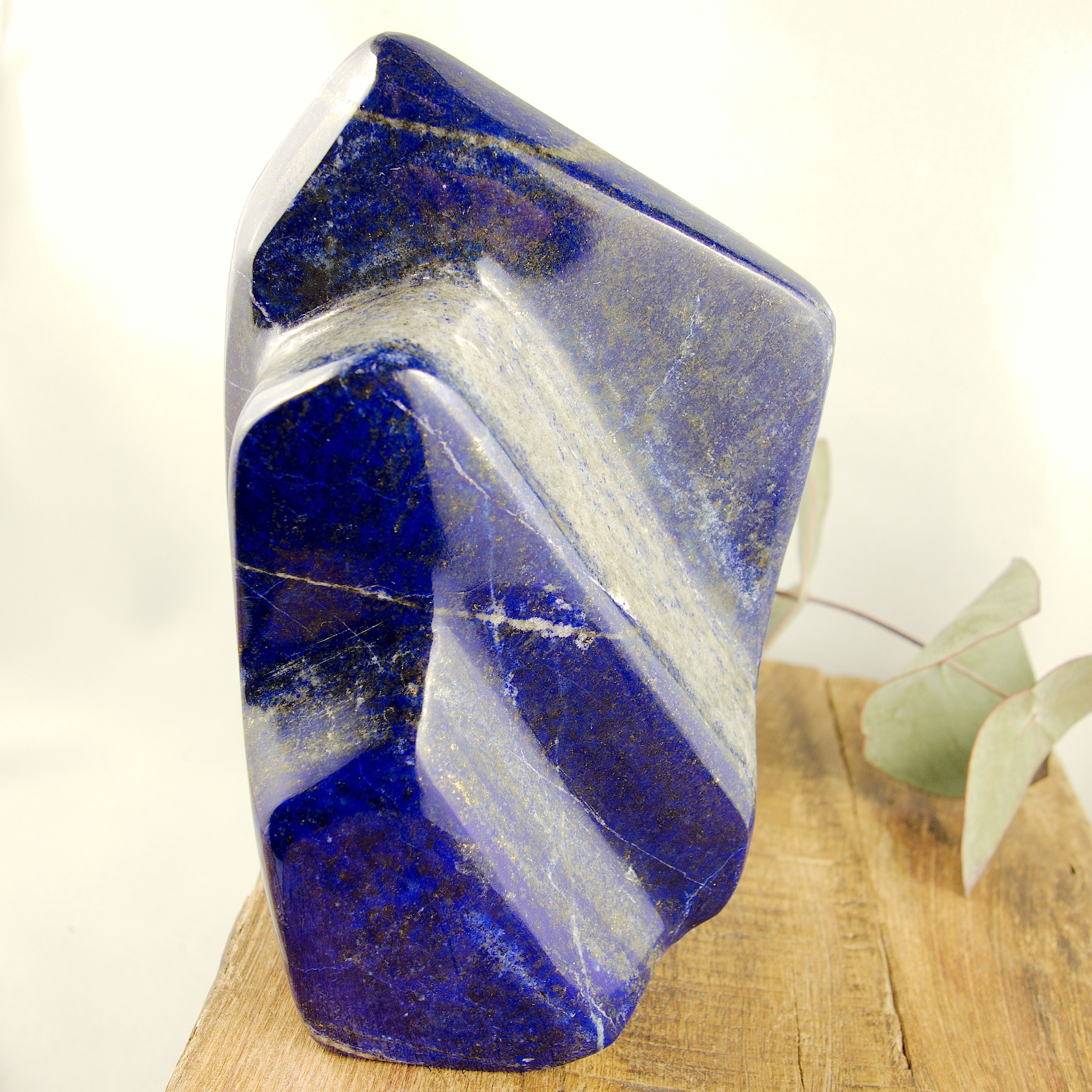 Gorgeous Large Deep Cobalt Blue & Golden Pyrite Lapis Lazuli Standing Display Specimen - Earth Family Crystals