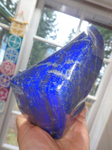 AA Grade Deep Cobalt Blue Large Lapis Lazuli Free Form Standing Specimen - Earth Family Crystals