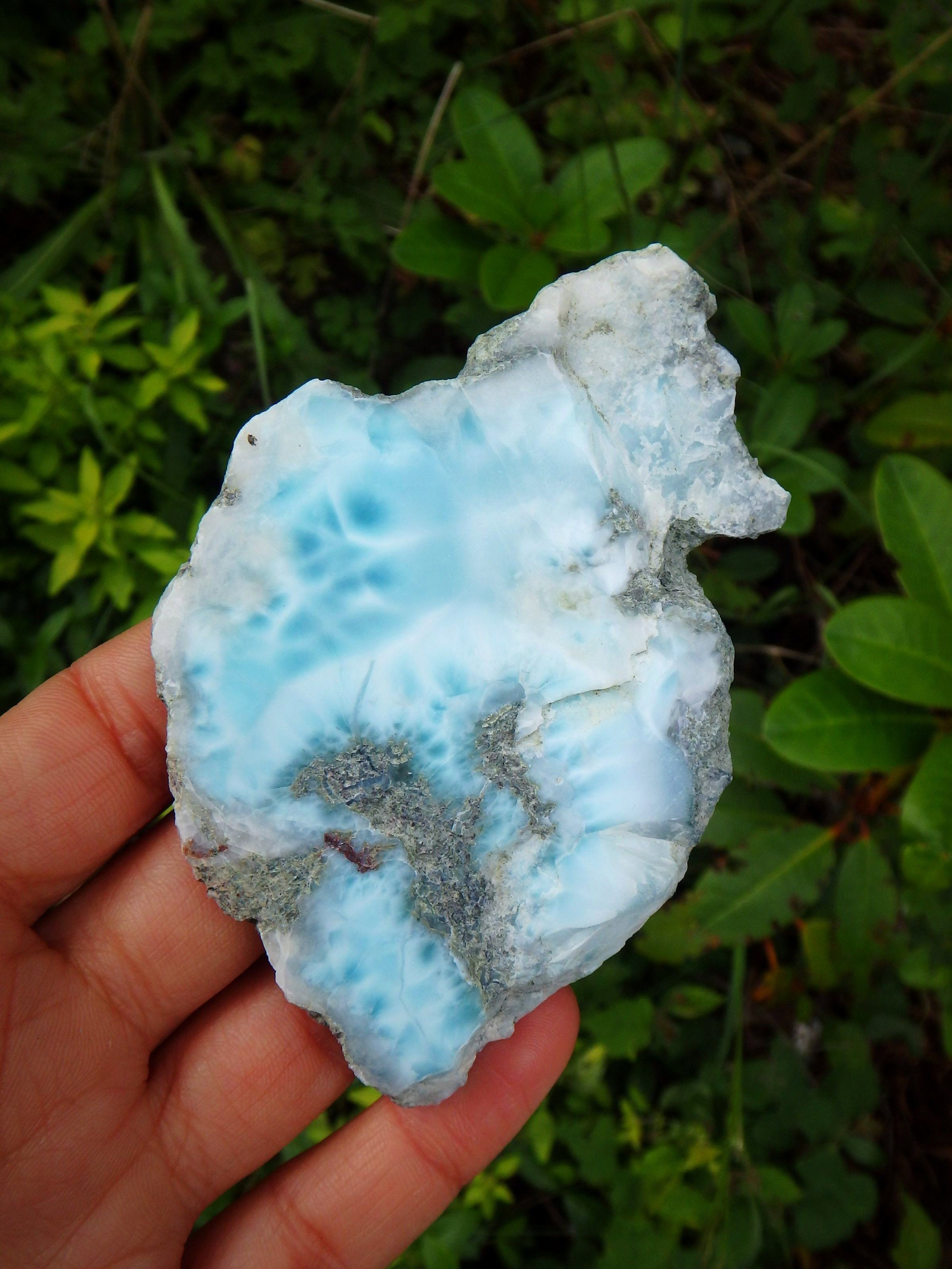 Creamy Blue & White Caribbean Larimar Partially Polished Free Form Specimen 2 - Earth Family Crystals