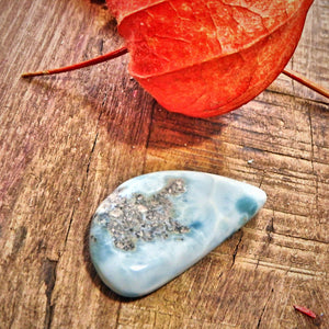 Pretty Creamy Blue Patterns Larimar Cabochon Perfect for Crafting