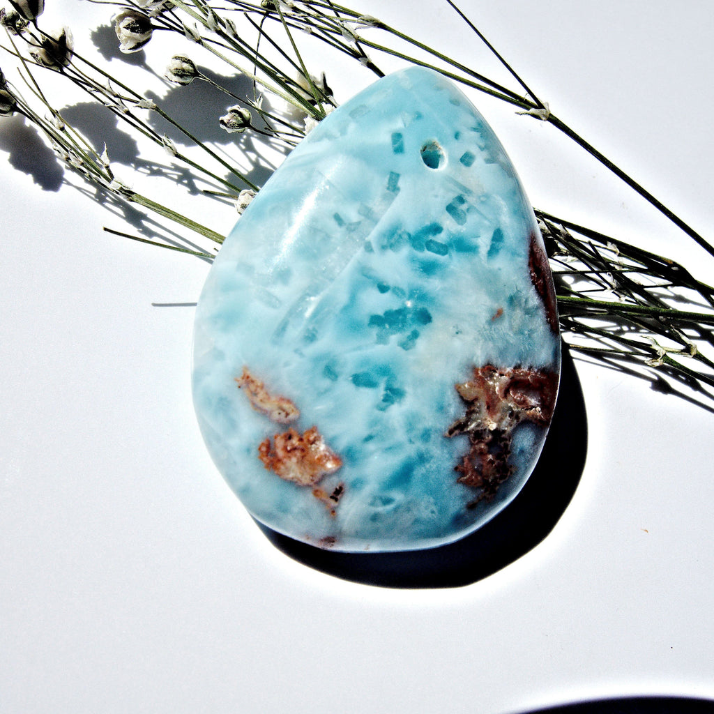 Beautiful Blue Larimar Drilled Cabochon Ideal for Crafting #2 - Earth Family Crystals