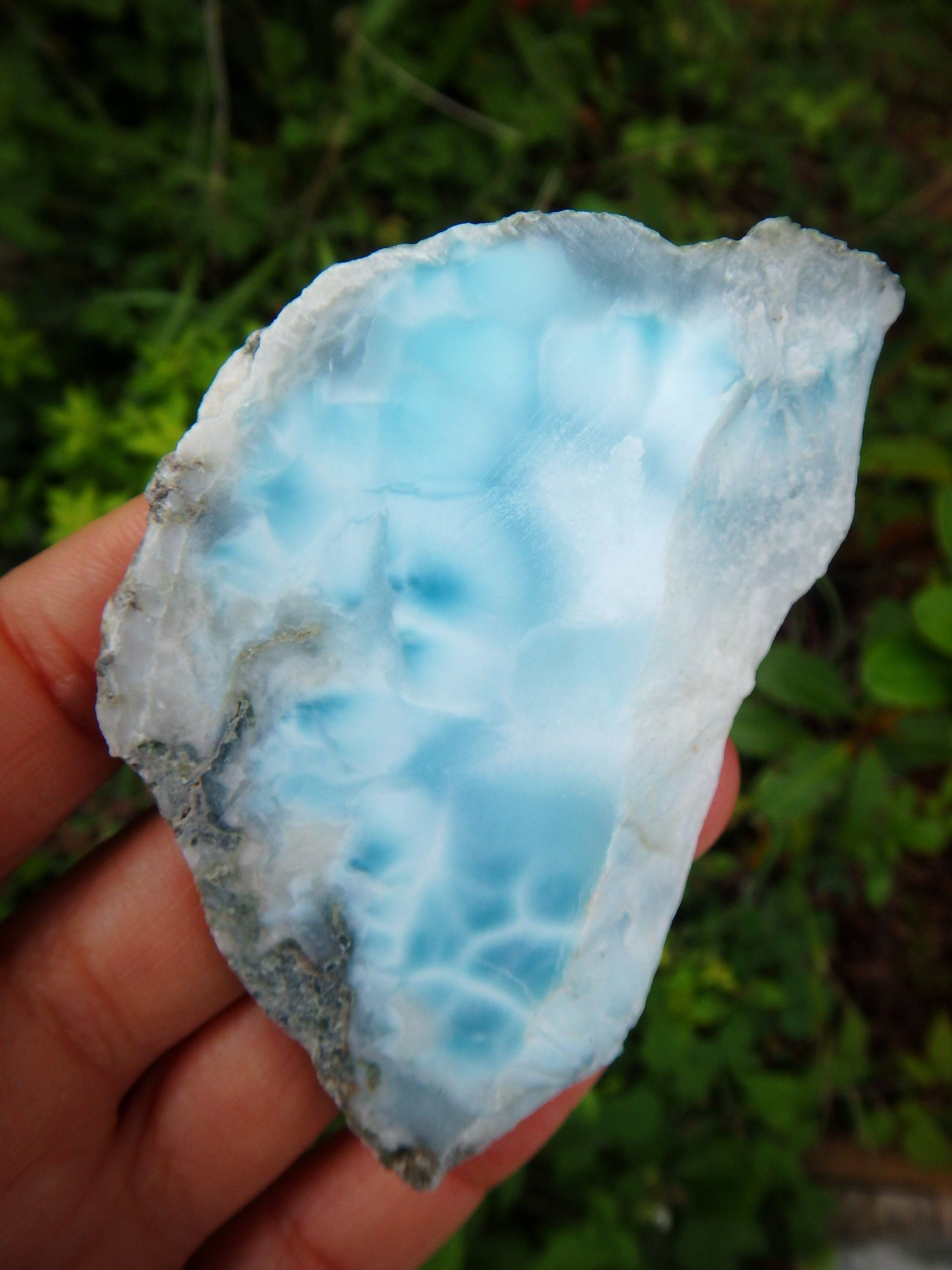 Creamy Blue & White Caribbean Larimar Partially Polished Free Form Specimen 1 - Earth Family Crystals