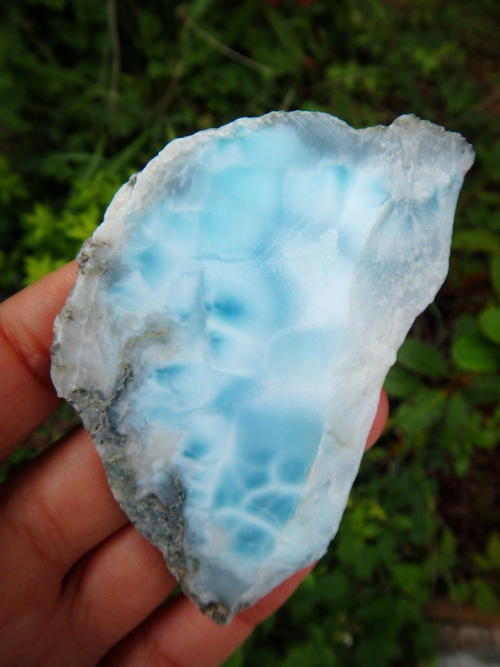 Creamy Blue & White Caribbean Larimar Partially Polished Free Form Specimen 1 - Earth Family Crystals