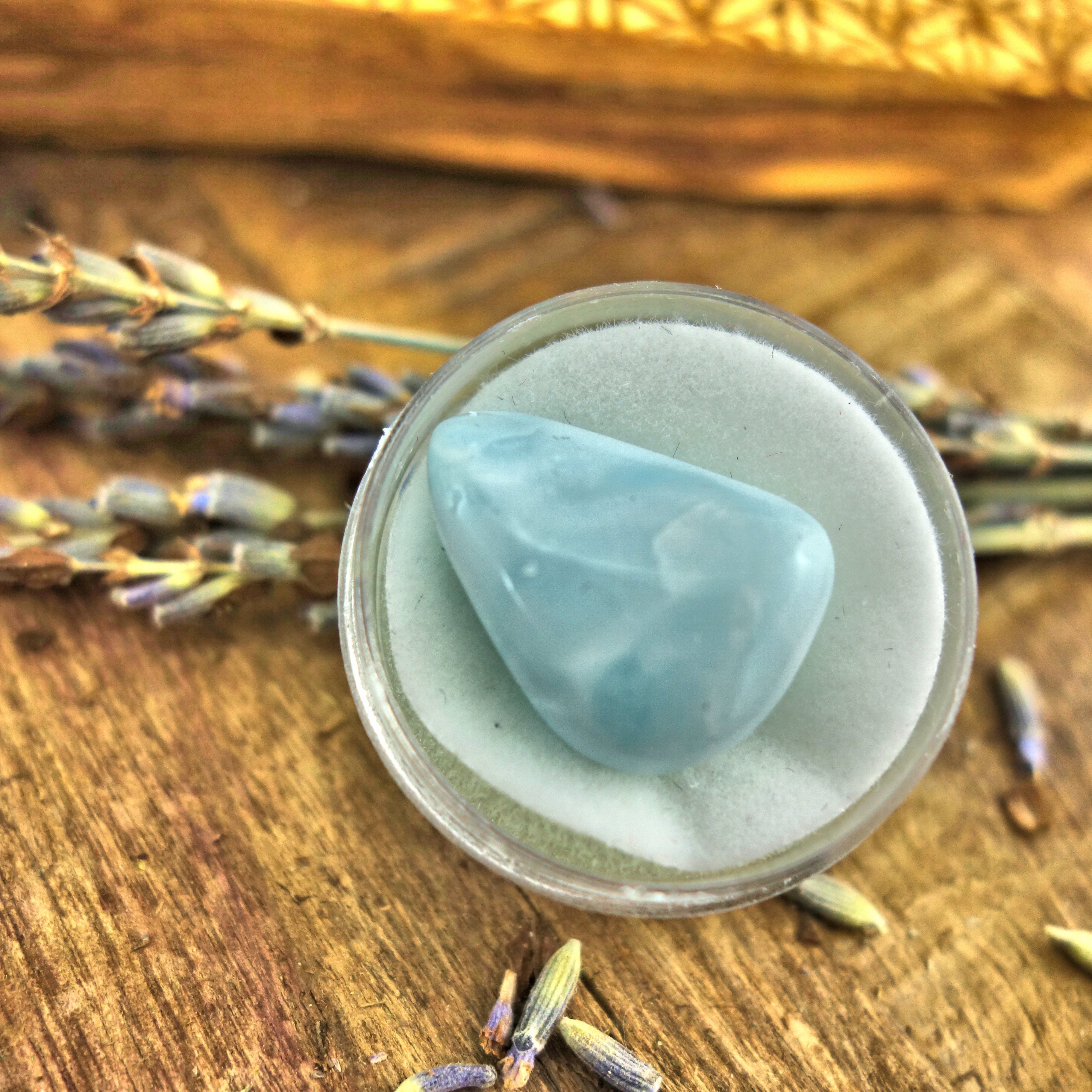Polished Creamy Blue Larimar in Collectors Box2 - Earth Family Crystals