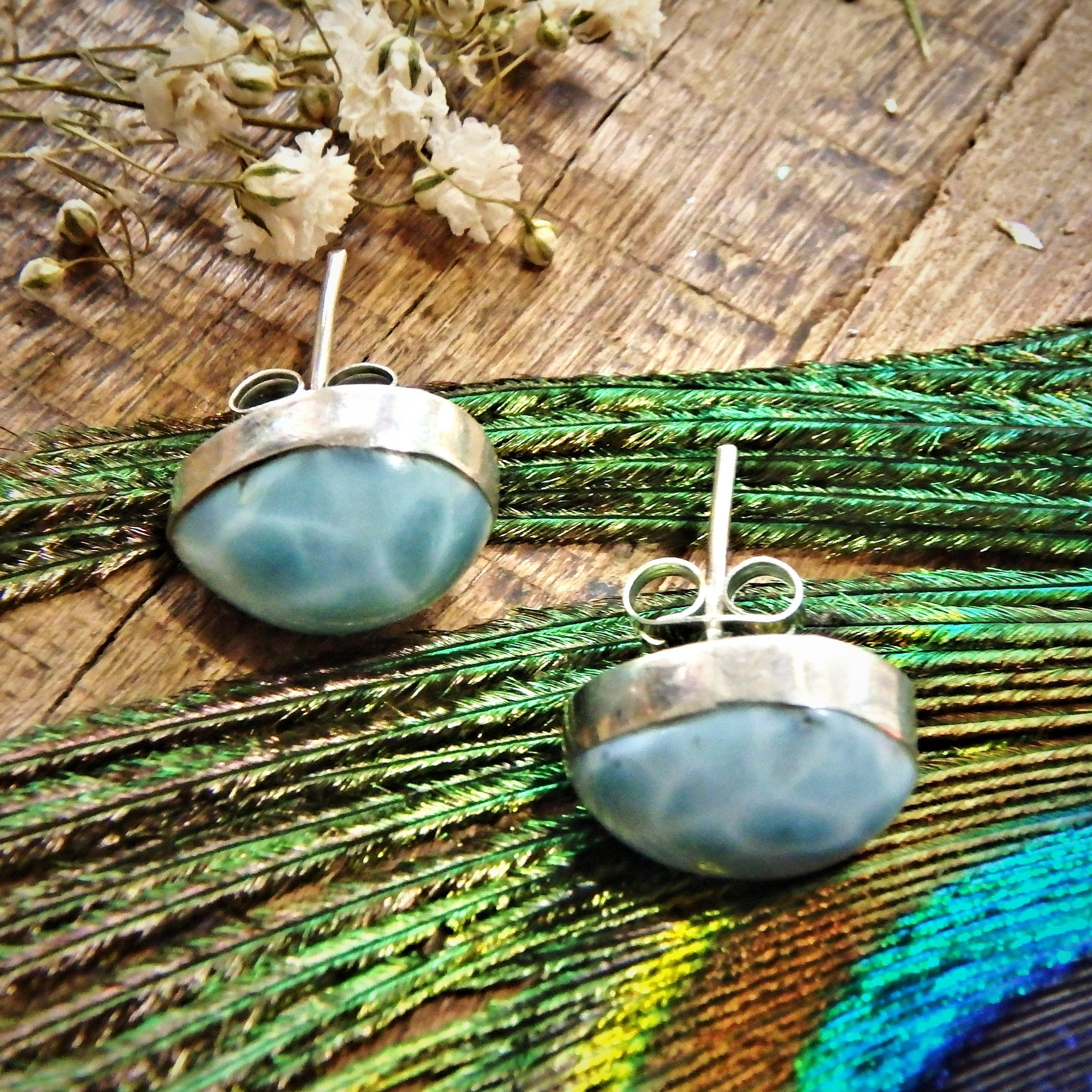 Pretty Blue Caribbean Waters Stud Earrings in Sterling Silver