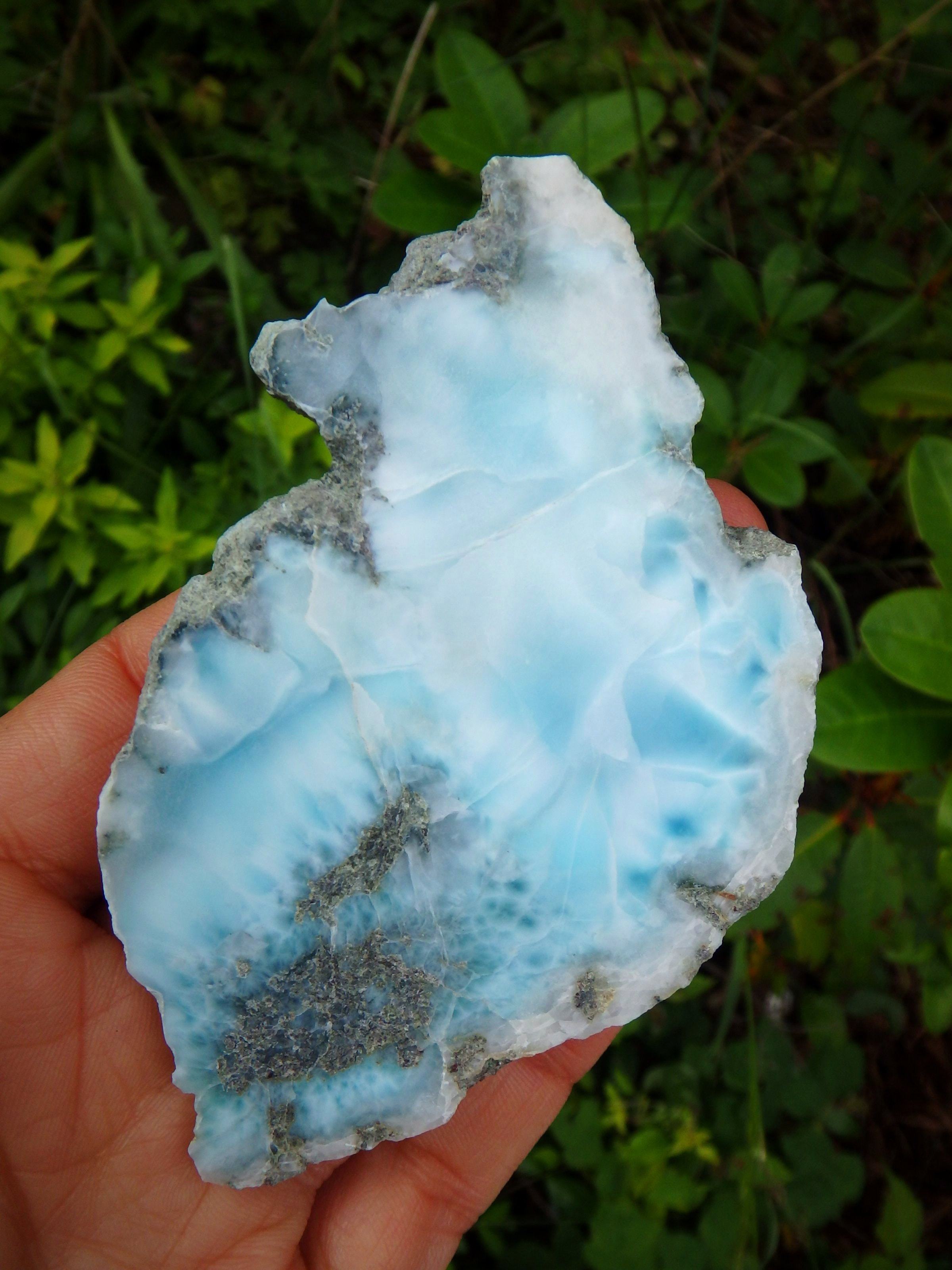 Creamy Blue & White Caribbean Larimar Partially Polished Free Form Specimen 2 - Earth Family Crystals