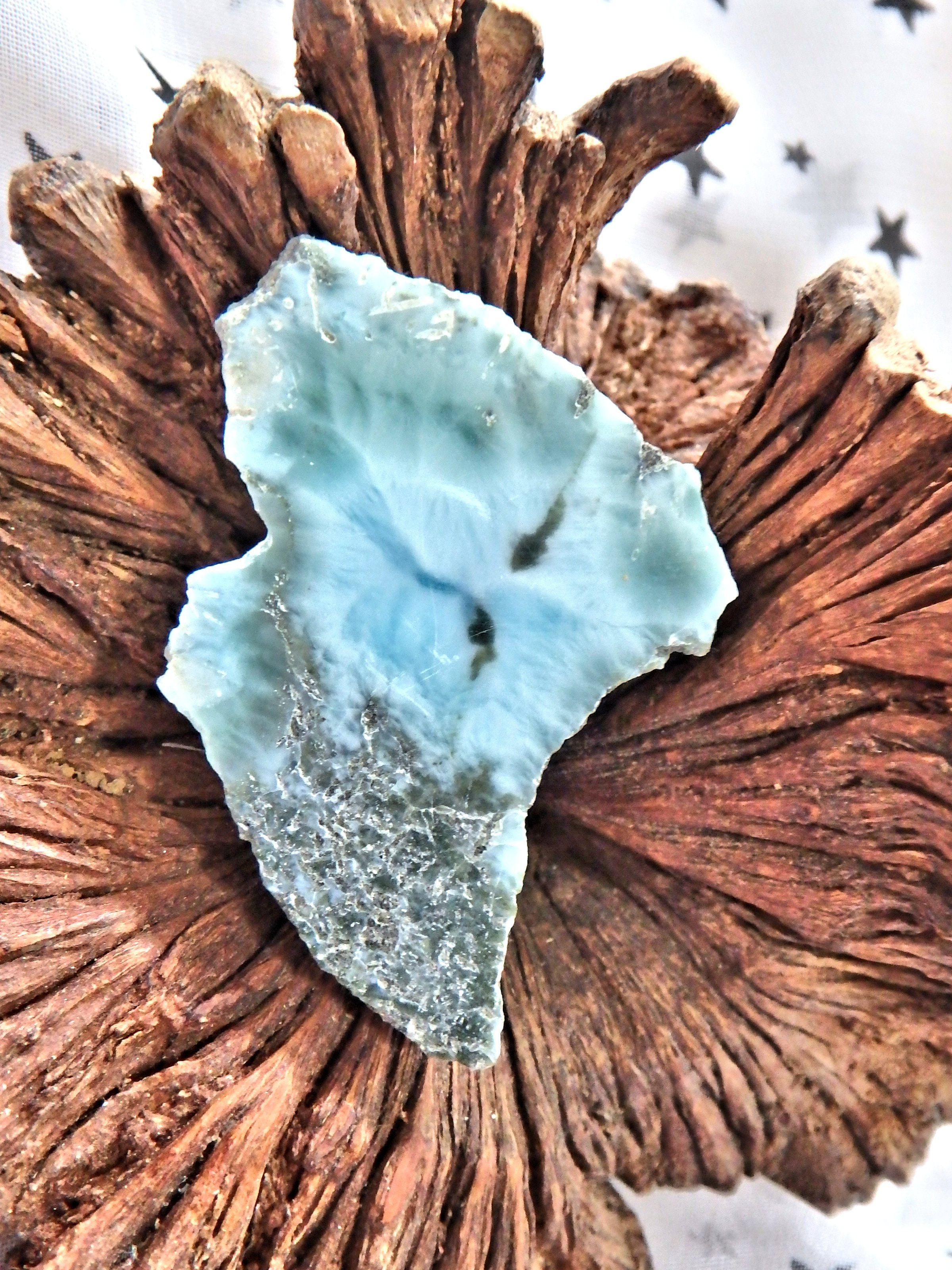 Cute Dainty Blue Patterns Larimar Partially Polished From The Dominican - Earth Family Crystals