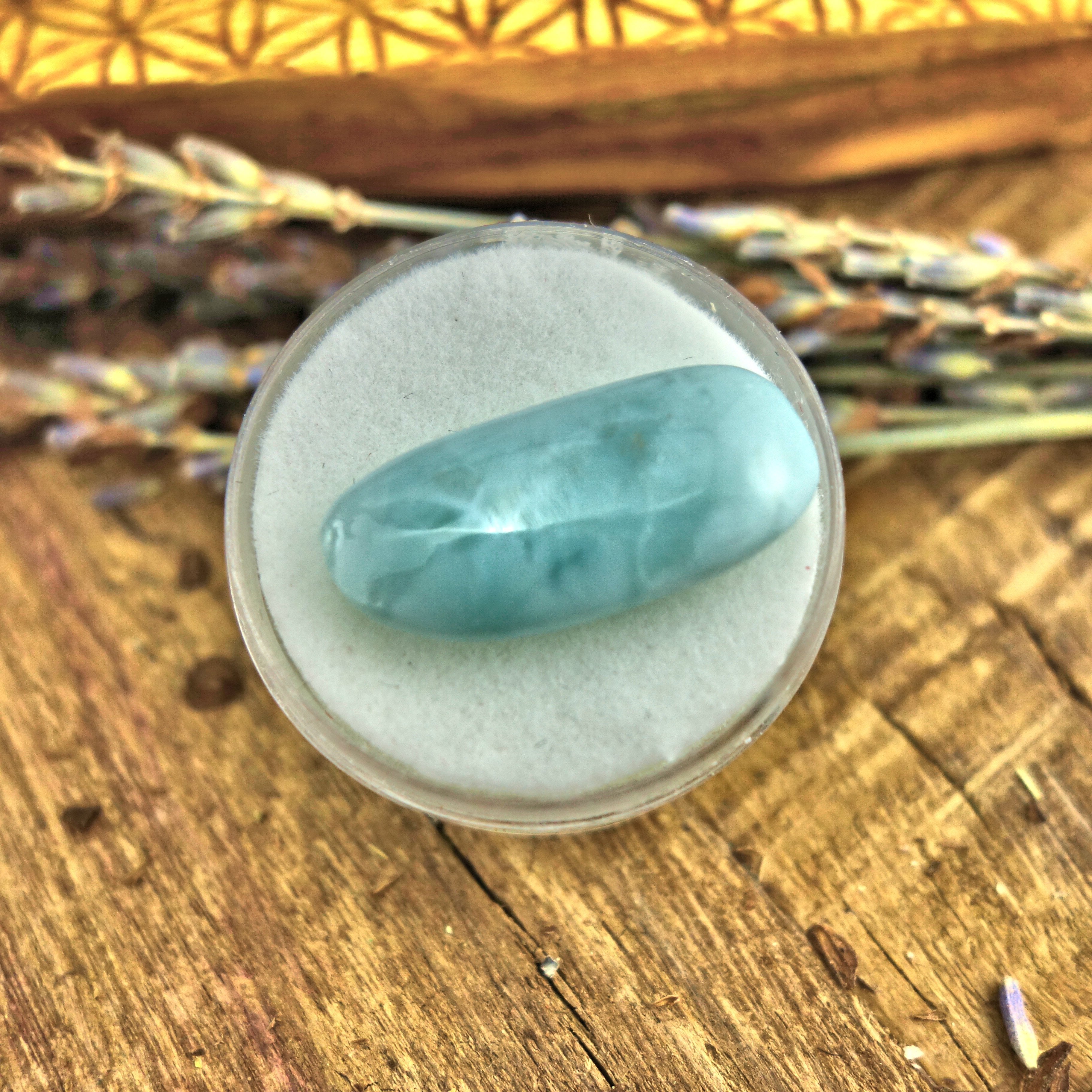 Polished Creamy Blue Larimar in Collectors Box3 - Earth Family Crystals
