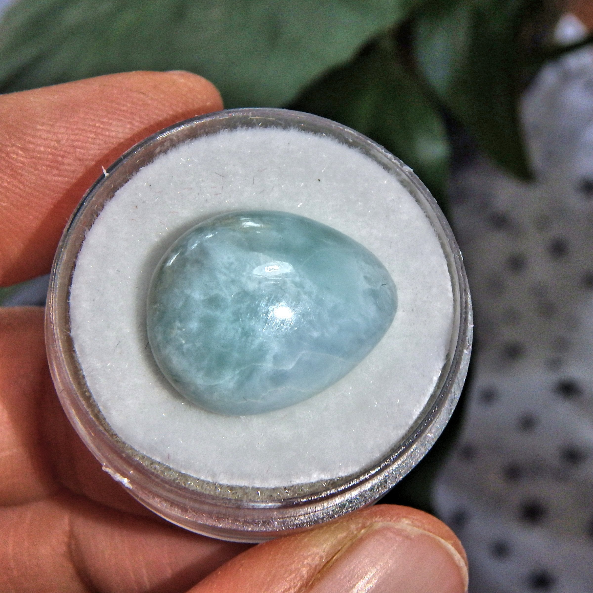 Pretty Blue Polished Larimar in Collectors Box 1