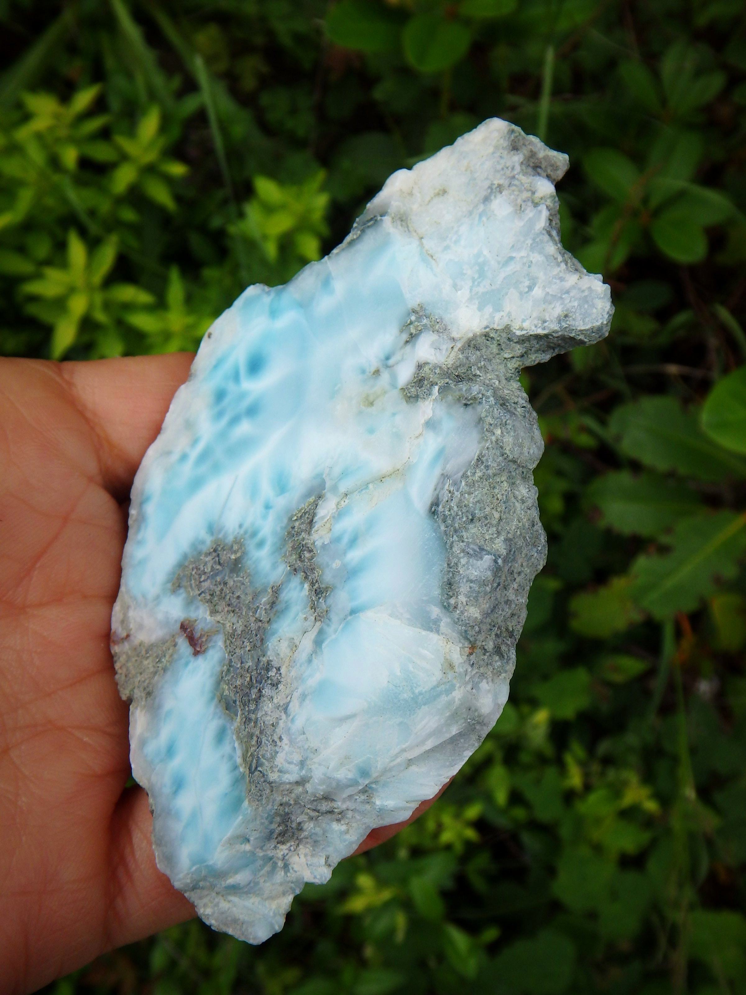 Creamy Blue & White Caribbean Larimar Partially Polished Free Form Specimen 2 - Earth Family Crystals