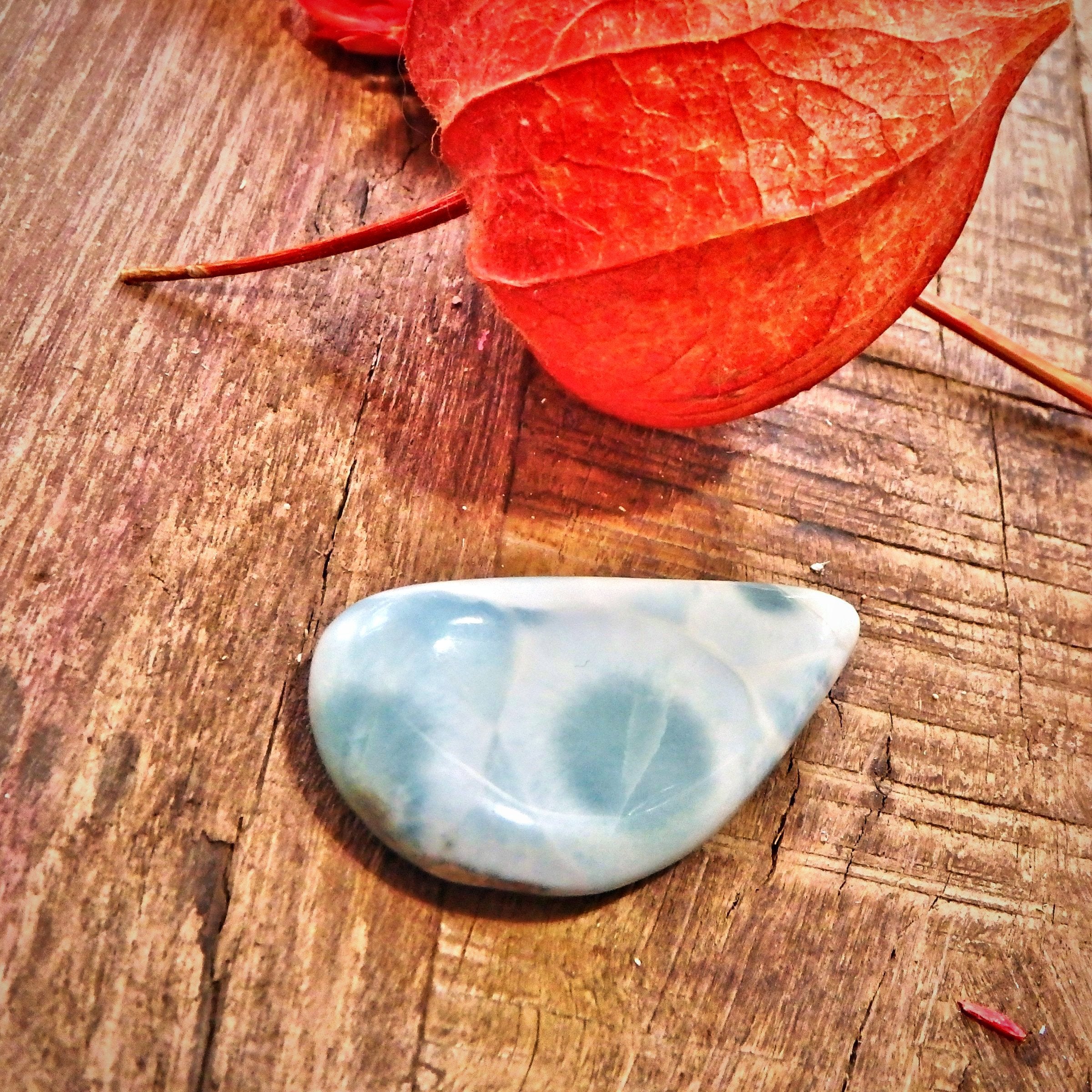 Pretty Creamy Blue Patterns Larimar Cabochon Perfect for Crafting