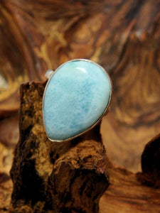 Stunning Blue Larimar Ring In Sterling Silver (Adjustable Size 5-9) - Earth Family Crystals