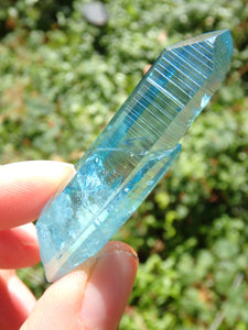 Stunning Blue Brilliance~Aqua Aura Colombian Lemurian Quartz Point 4 - Earth Family Crystals