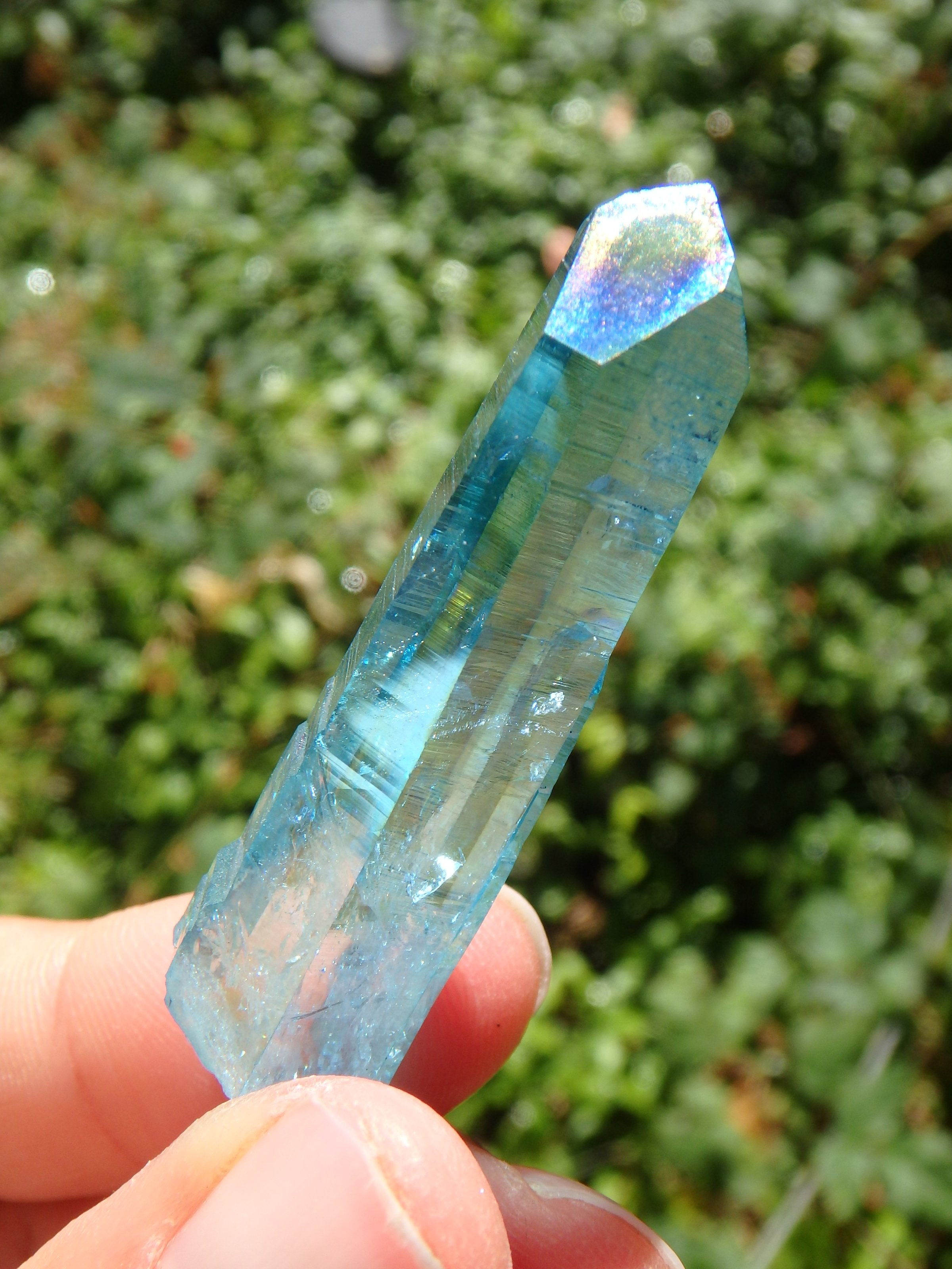 Stunning Blue Brilliance~Aqua Aura Colombian Lemurian Quartz Point 4 - Earth Family Crystals