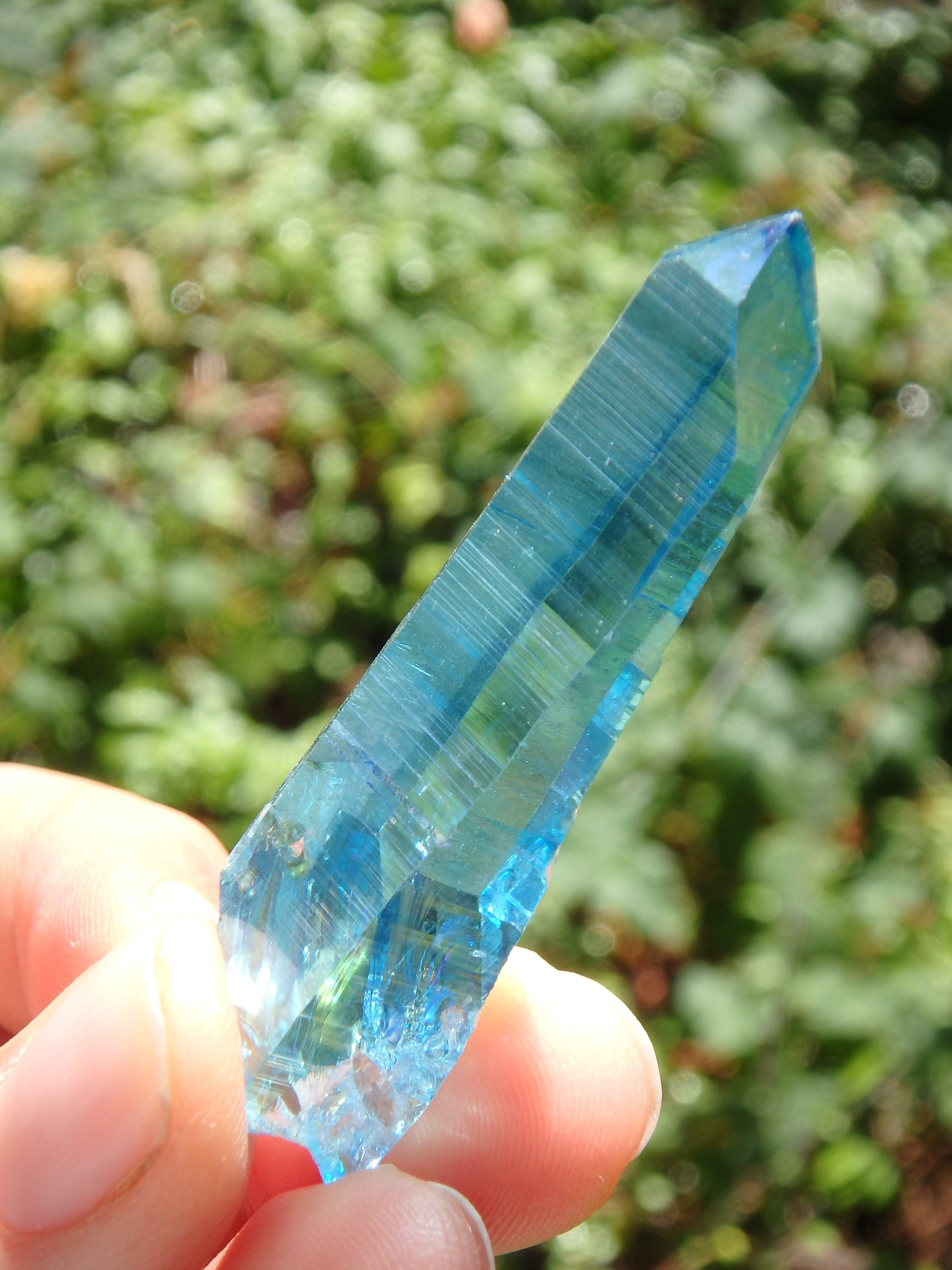 Stunning Blue Brilliance~Aqua Aura Colombian Lemurian Quartz Point 3 - Earth Family Crystals