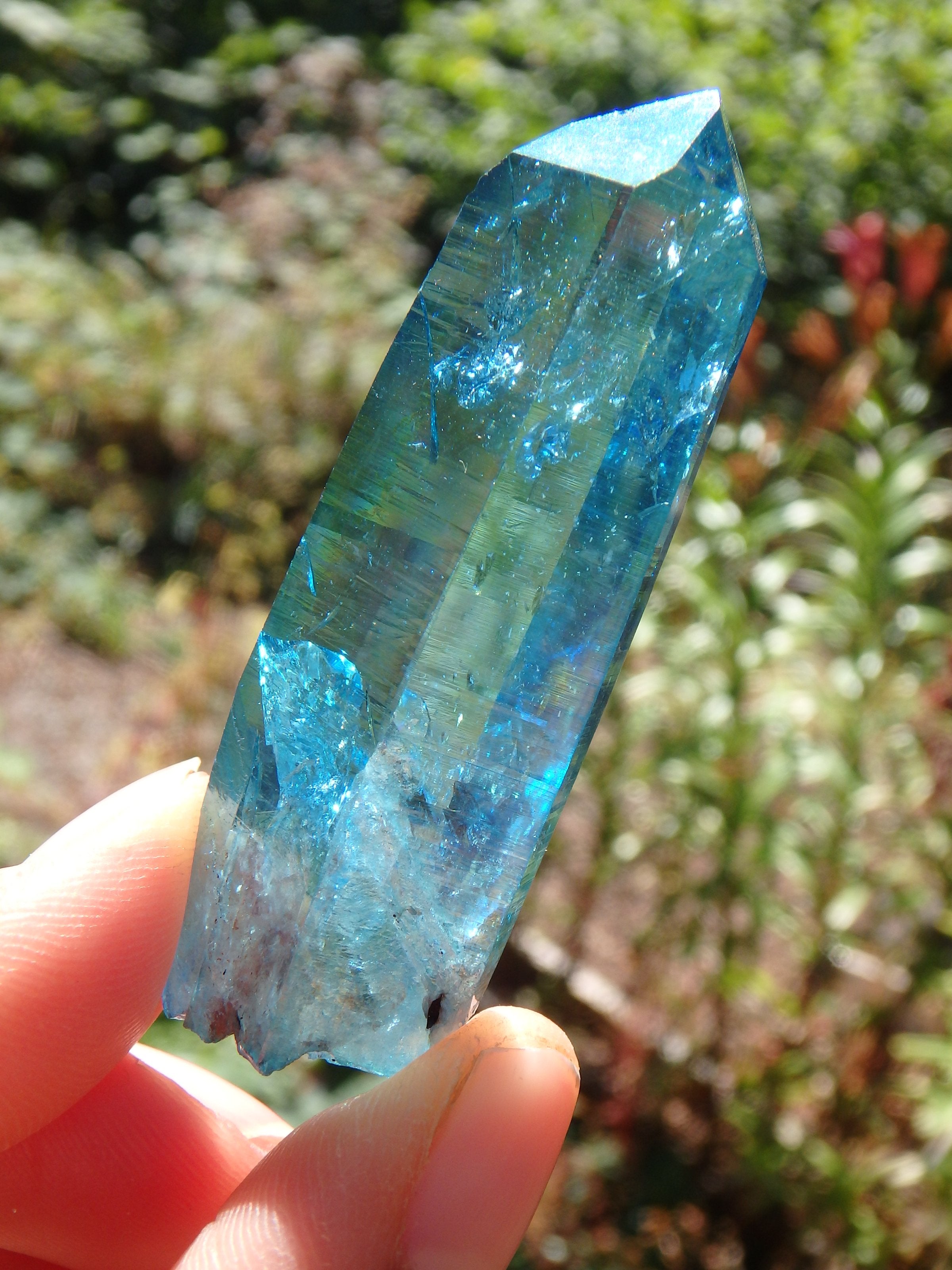 Stunning Blue Brilliance~Aqua Aura Colombian Lemurian Quartz Point 1 - Earth Family Crystals