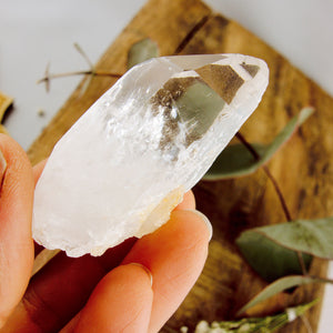 High Vibe Handheld Lemurian Seed Quartz Point With Natural Barcode Etching From Brazil #2