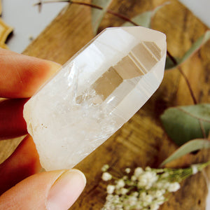 High Vibe Handheld Lemurian Seed Quartz Point With Natural Barcode Etching From Brazil #3