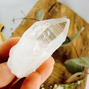 High Vibe Handheld Lemurian Seed Quartz Point With Natural Barcode Etching From Brazil #2