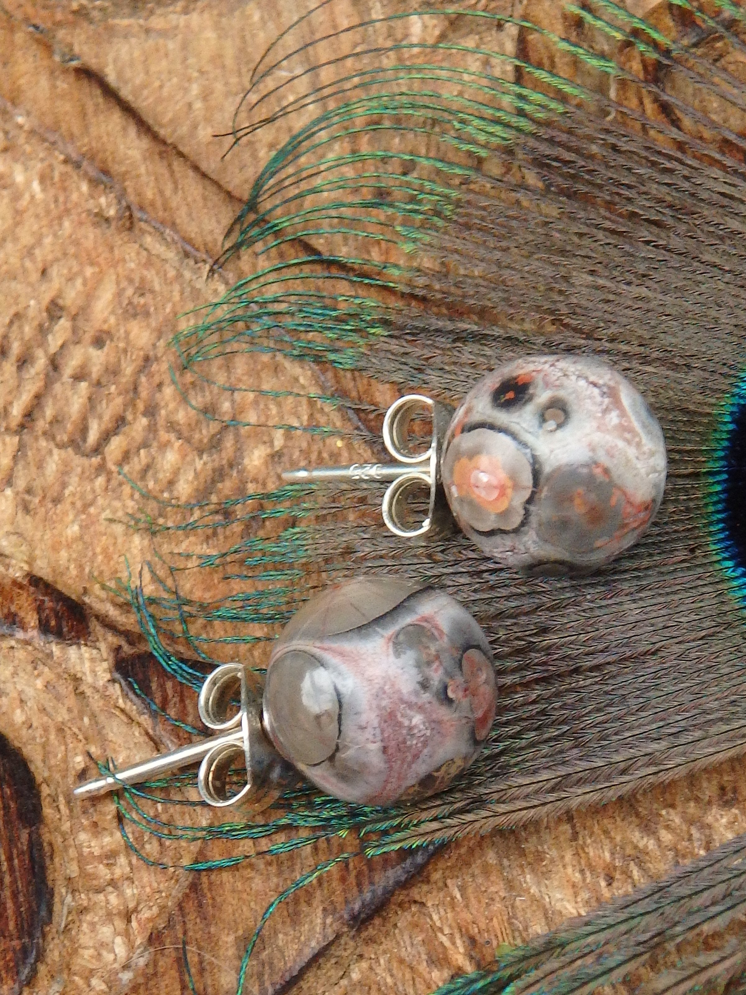 Pretty Patterns Leopard Skin Jasper Studs in Sterling Silver - Earth Family Crystals