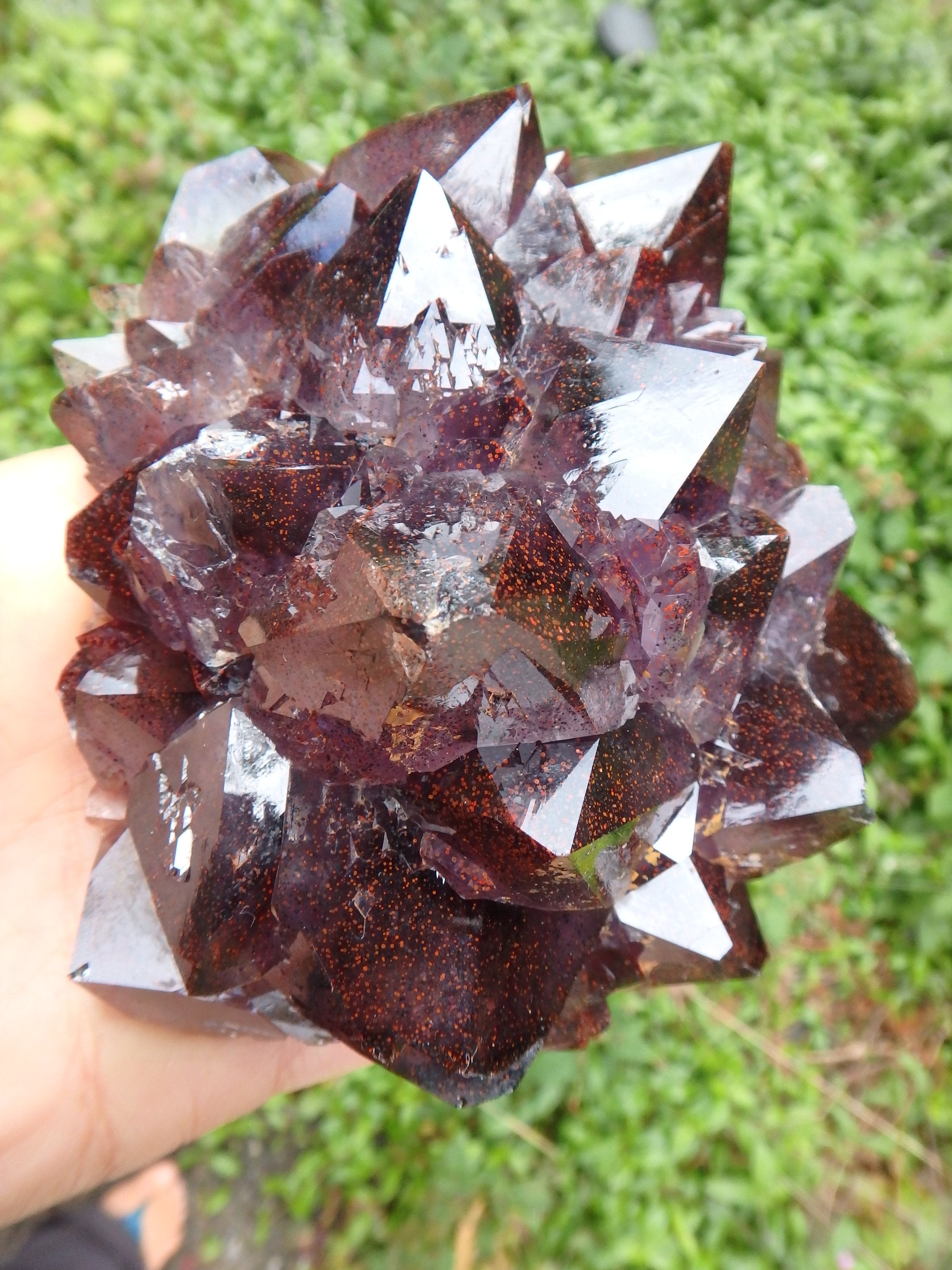 Extreme Brilliance~Large Smoky Amethyst Flower Elestial Cluster With Lepidocrosite Inclusions From Ontario, Canada - Earth Family Crystals