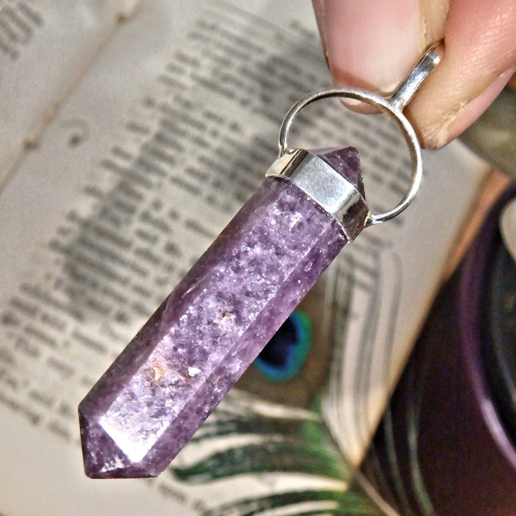 Deep Lilac DT Lepidolite Sterling Silver Pendant (Includes Silver Chain) - Earth Family Crystals