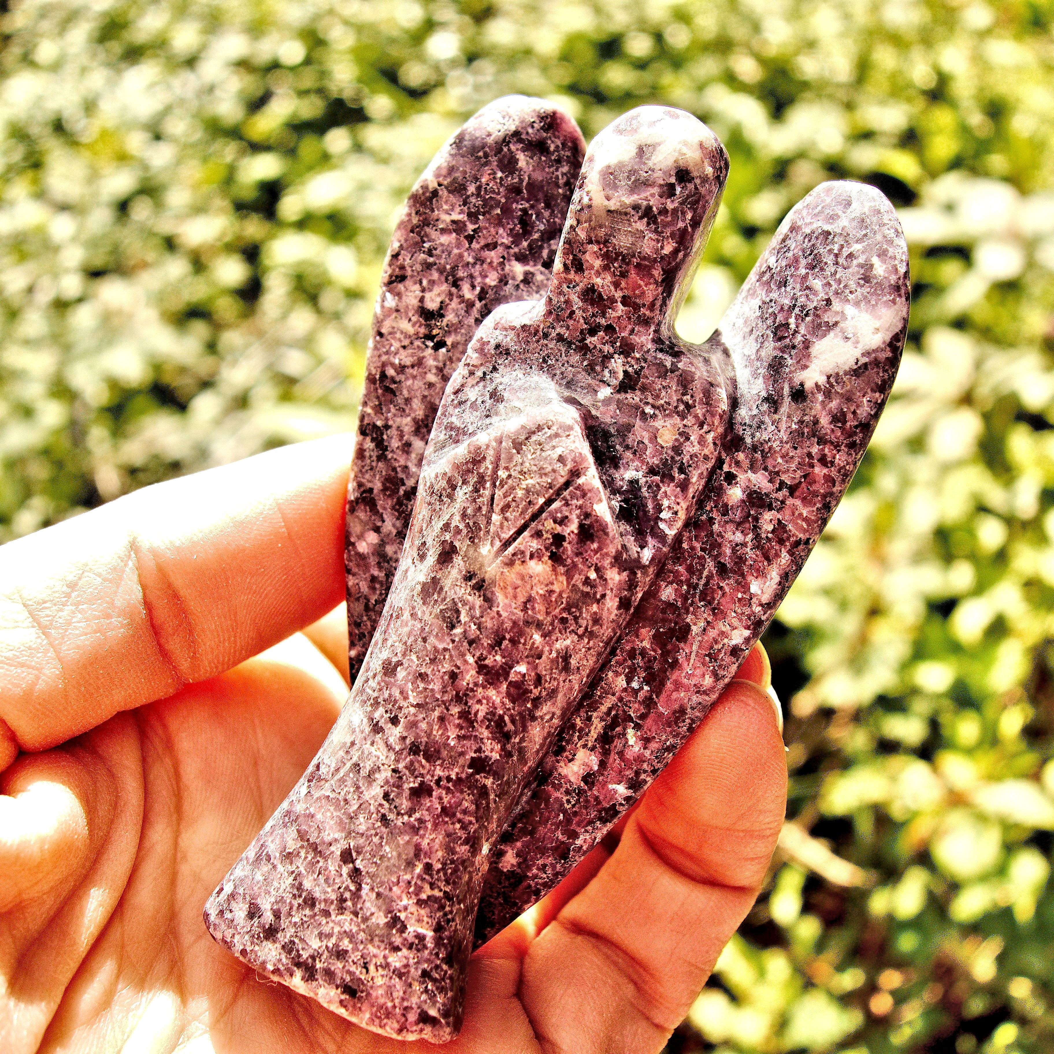 Shimmering Lilac Lepidolite Standing Angel Carving From Brazil