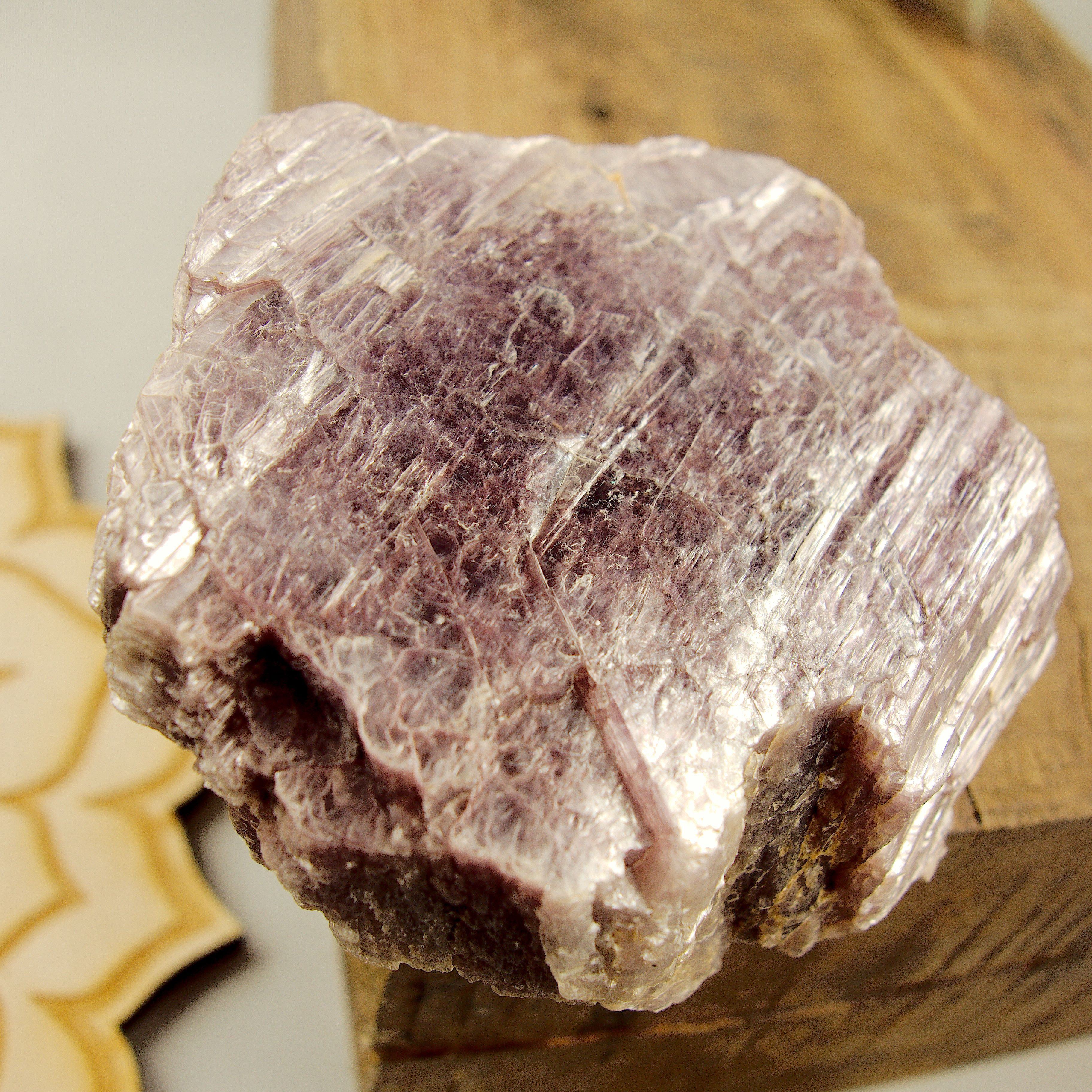 Chunky High Shine Natural Violet Lepidolite Specimen From Brazil - Earth Family Crystals