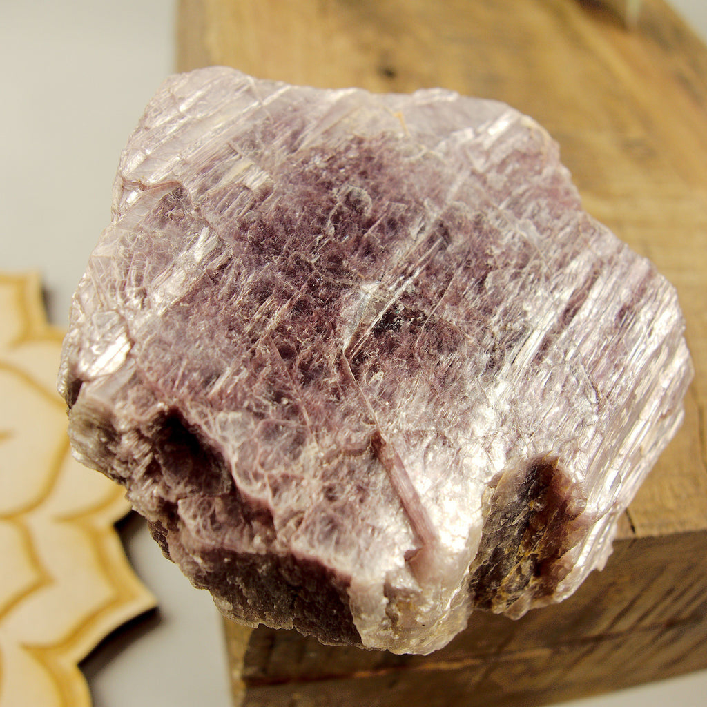 Chunky High Shine Natural Violet Lepidolite Specimen From Brazil - Earth Family Crystals