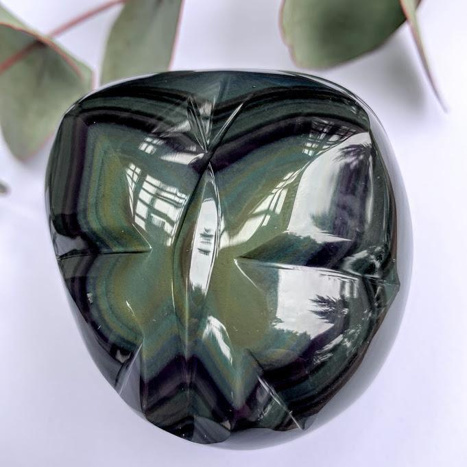 Adorable Rainbow Obsidian Butterfly Display Carving From Mexico - Earth Family Crystals