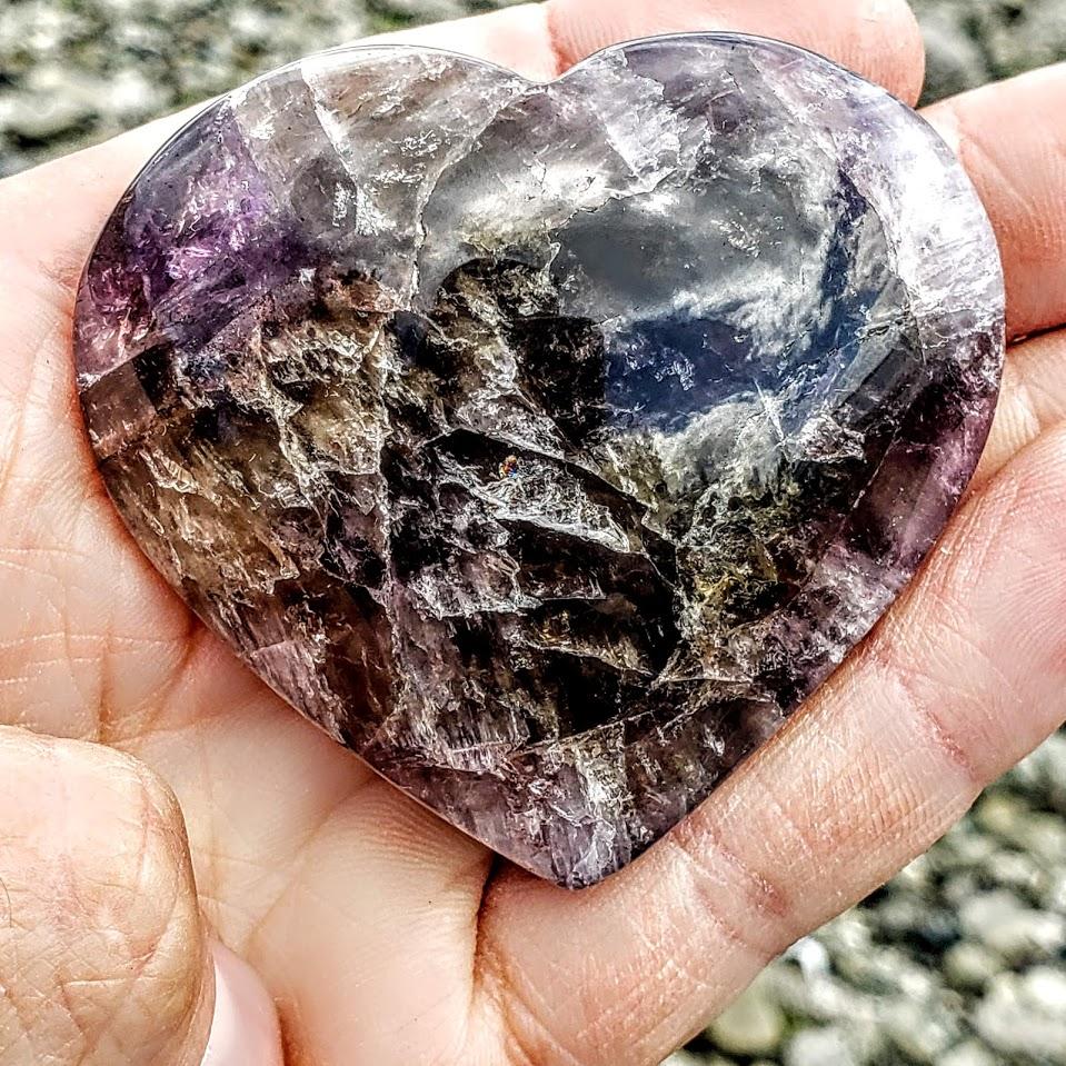 Fabulous Super 7 Love Heart Carving From Brazil #2 - Earth Family Crystals