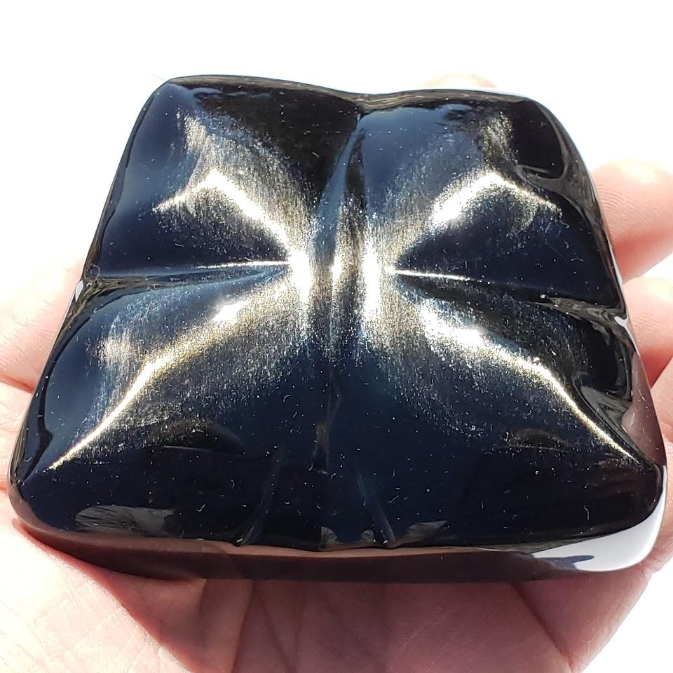 Pretty Golden Sheen Obsidian Butterfly Display Carving From Mexico - Earth Family Crystals