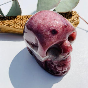 Rare Burgundy Thulite Skull Carving From Greenland - Earth Family Crystals