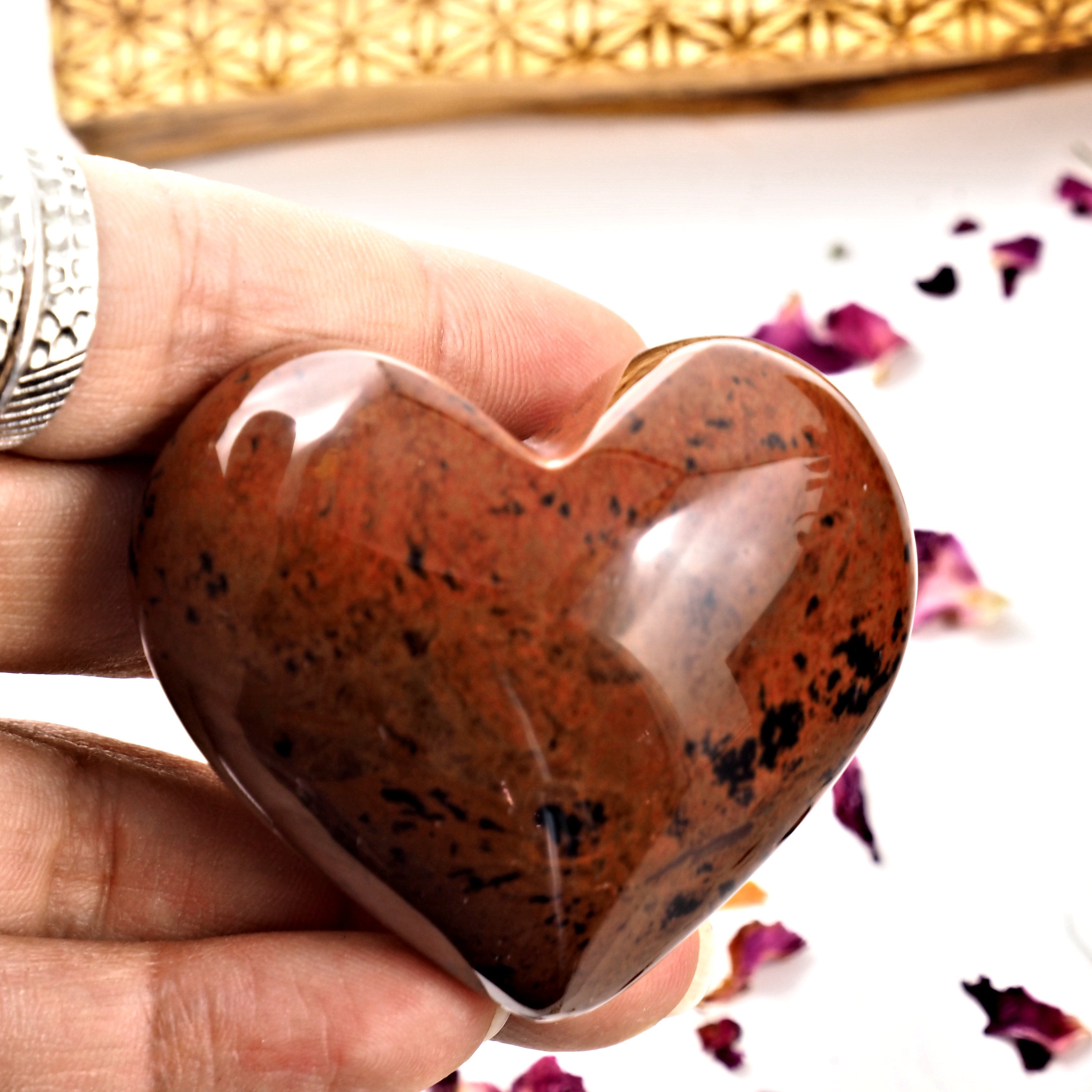 Shiny Mahogany Obsidian Puffy Heart From Mexico