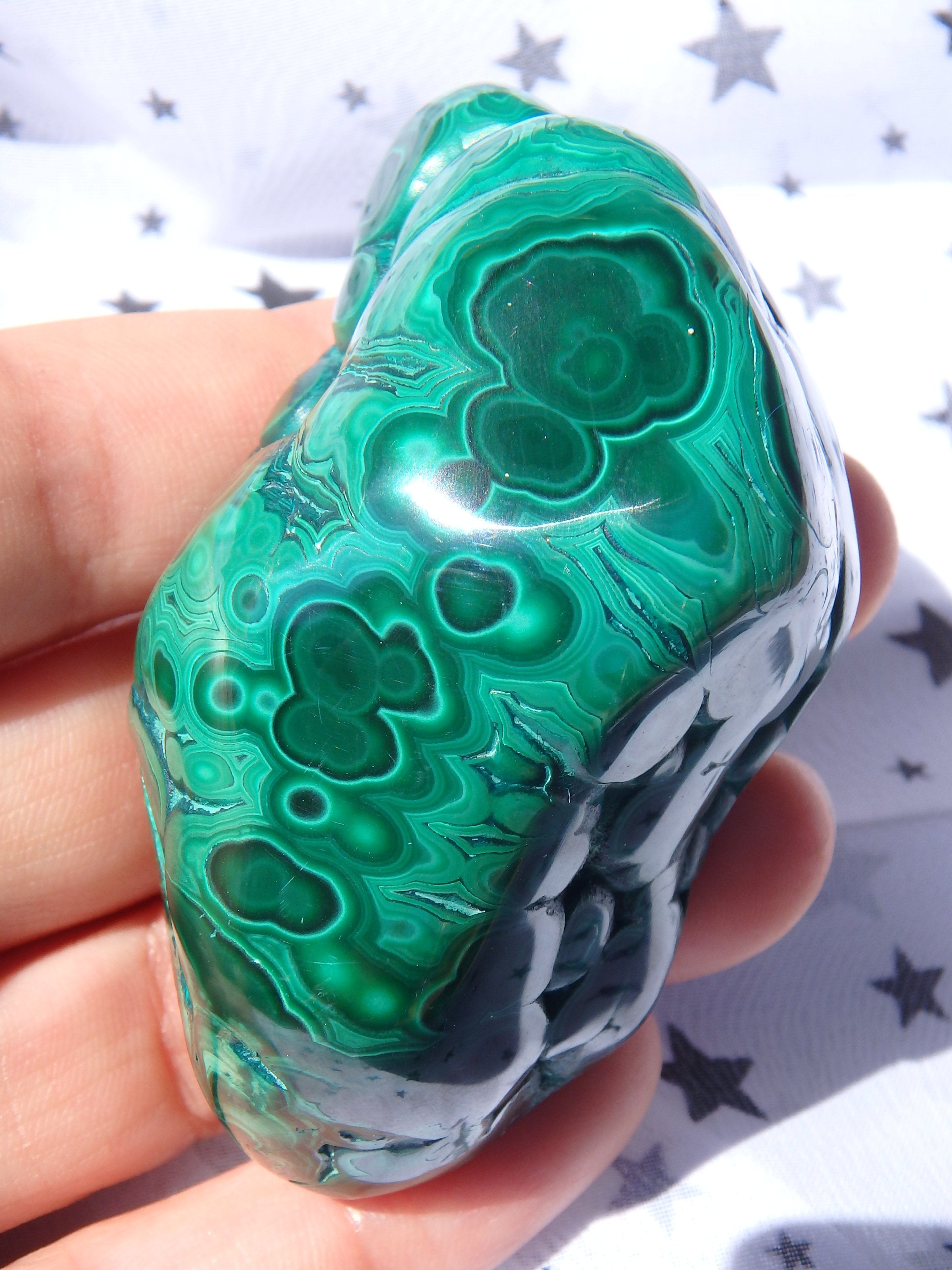 Stunning Green Patterns Caterpillar Shape Malachite Partially Polished Specimen - Earth Family Crystals