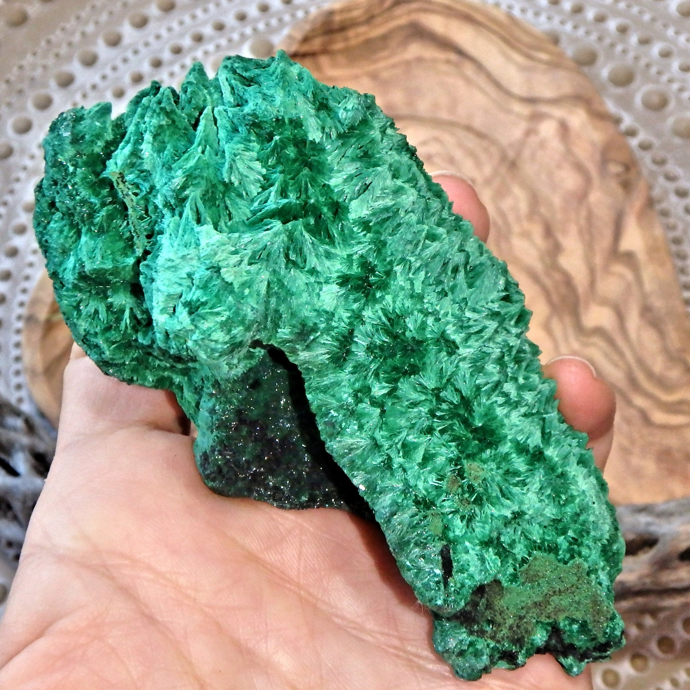 Secret Garden Fibrous Green Raw Malachite Display Specimen