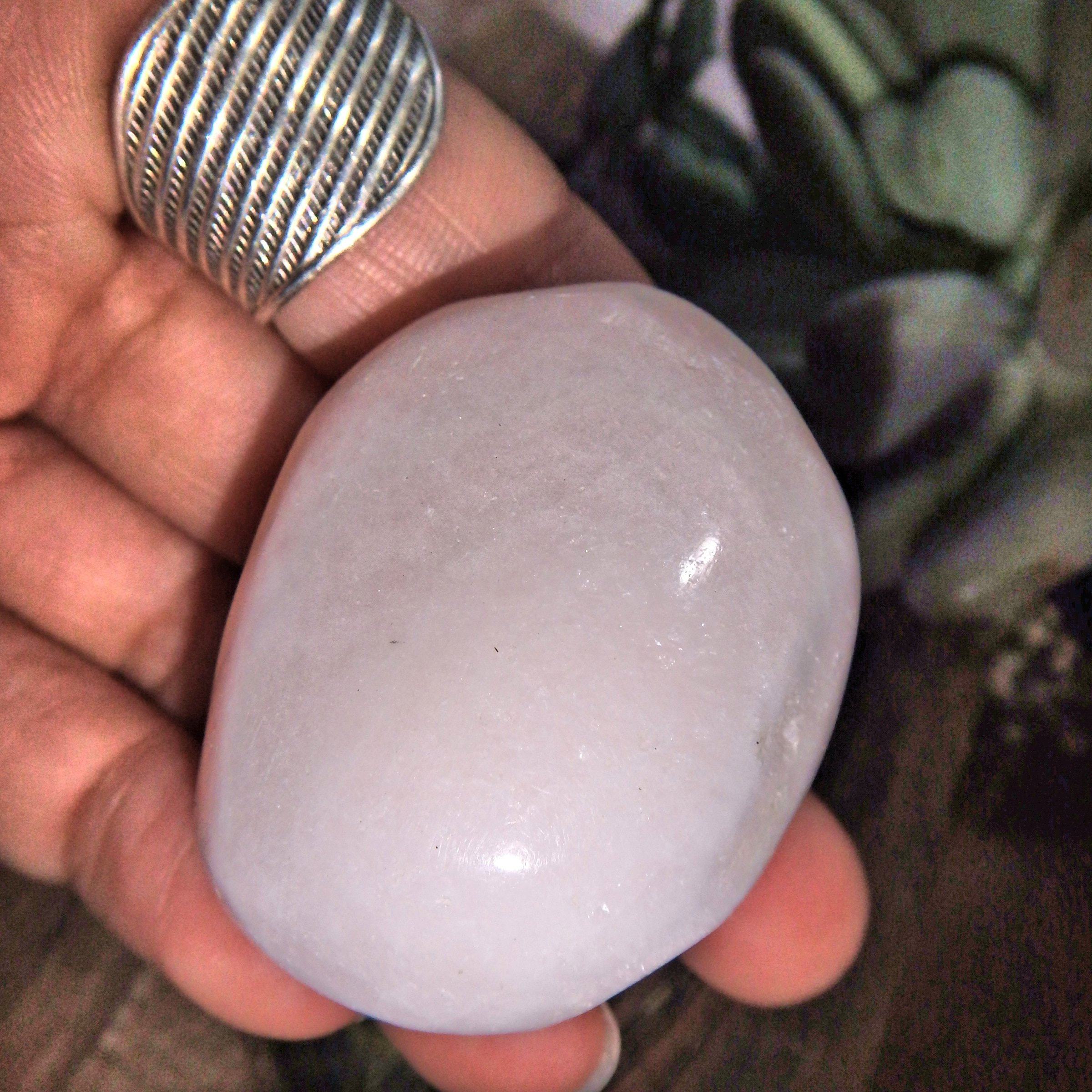 Creamy Pink Mangano Calcite Pocket Stone-Perfect for Emotional Healing - Earth Family Crystals