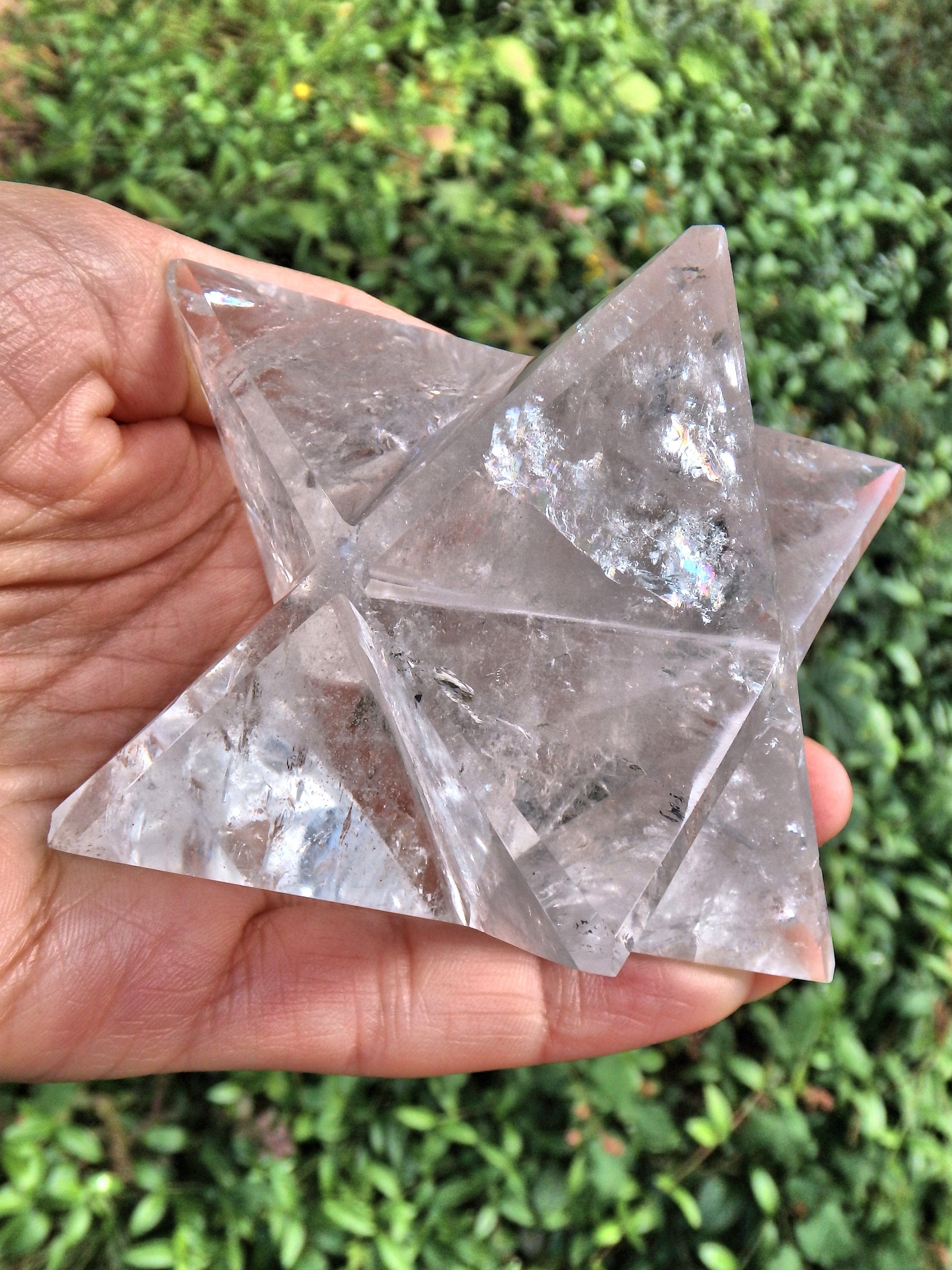 Incredible Brilliance Large Clear Quartz Merkaba Carving From Brazil