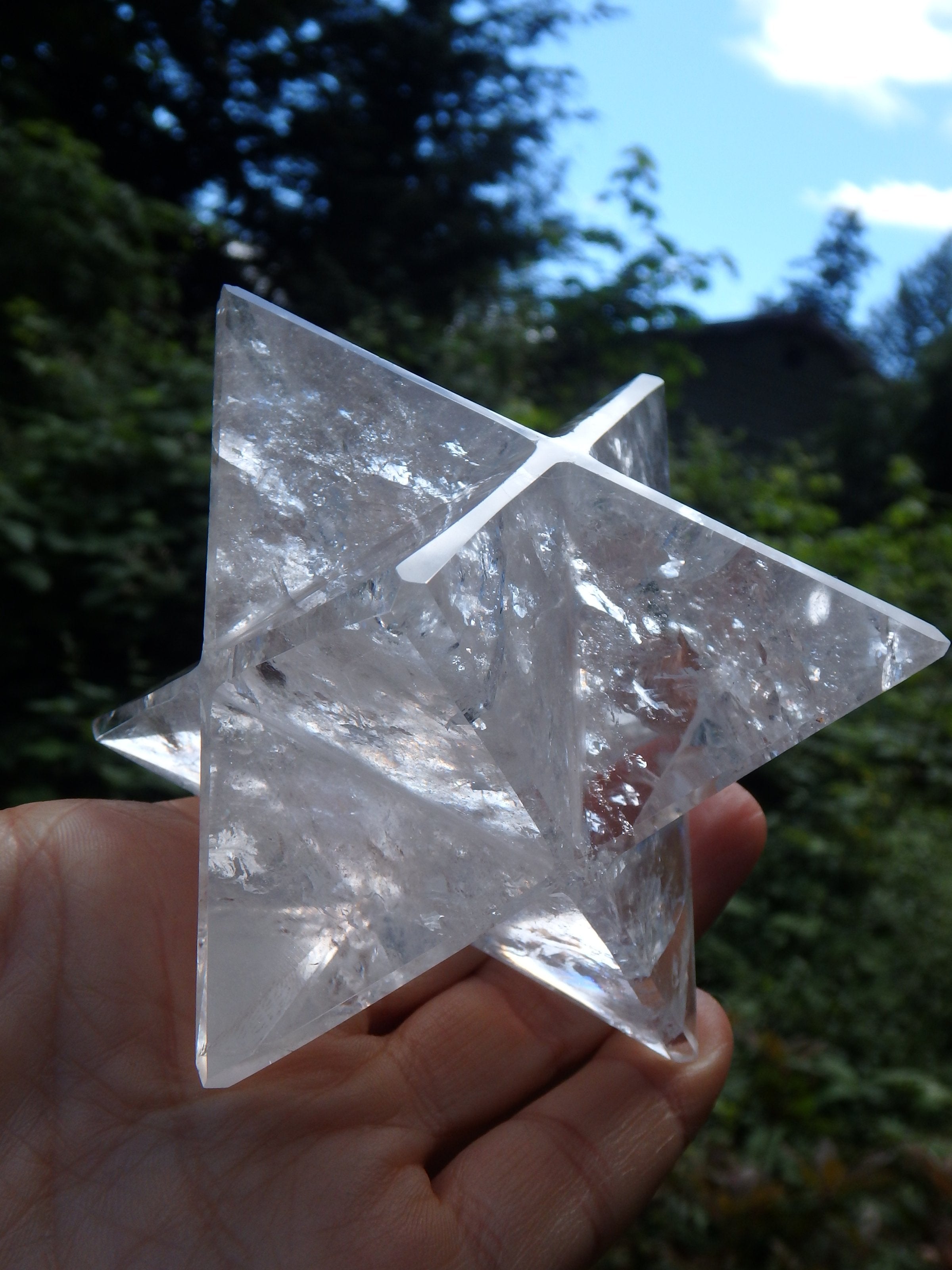 Incredible Brilliance Large Clear Quartz Merkaba Carving From Brazil