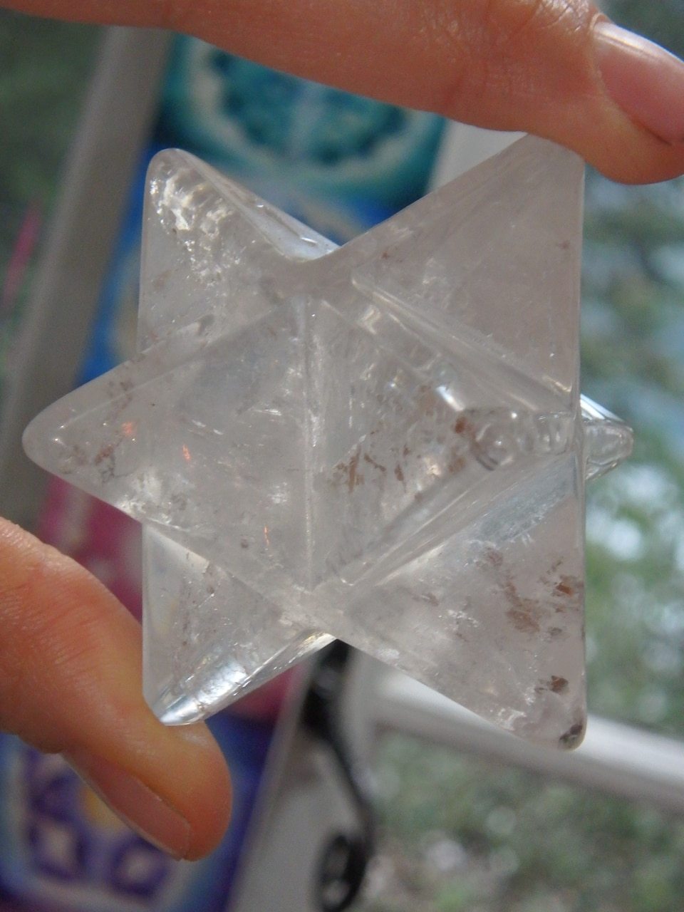 Rainbow Filled Clear Quartz Merkaba Specimen - Earth Family Crystals